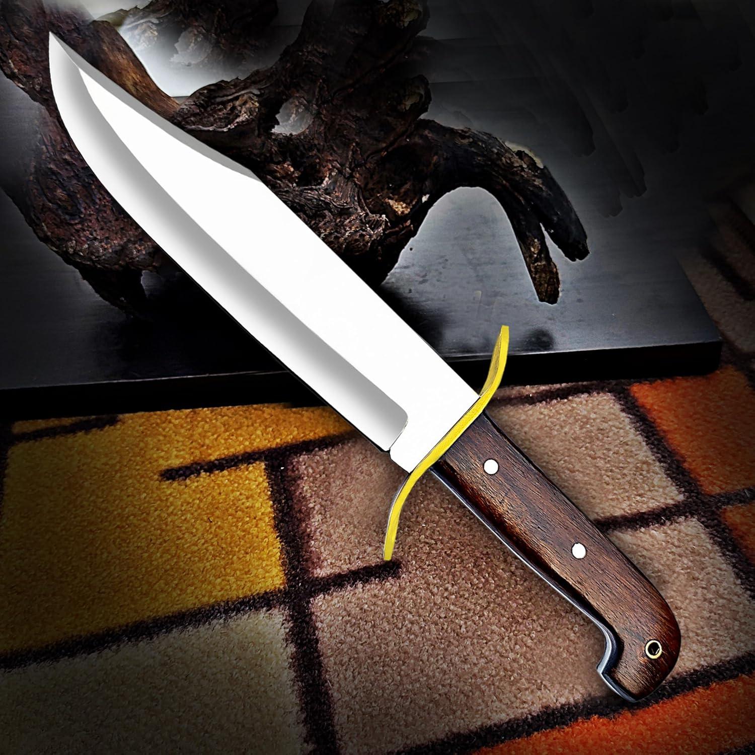 Cuchillo Bowie Grande Akari Craft Acero D2 con Funda de Cuero