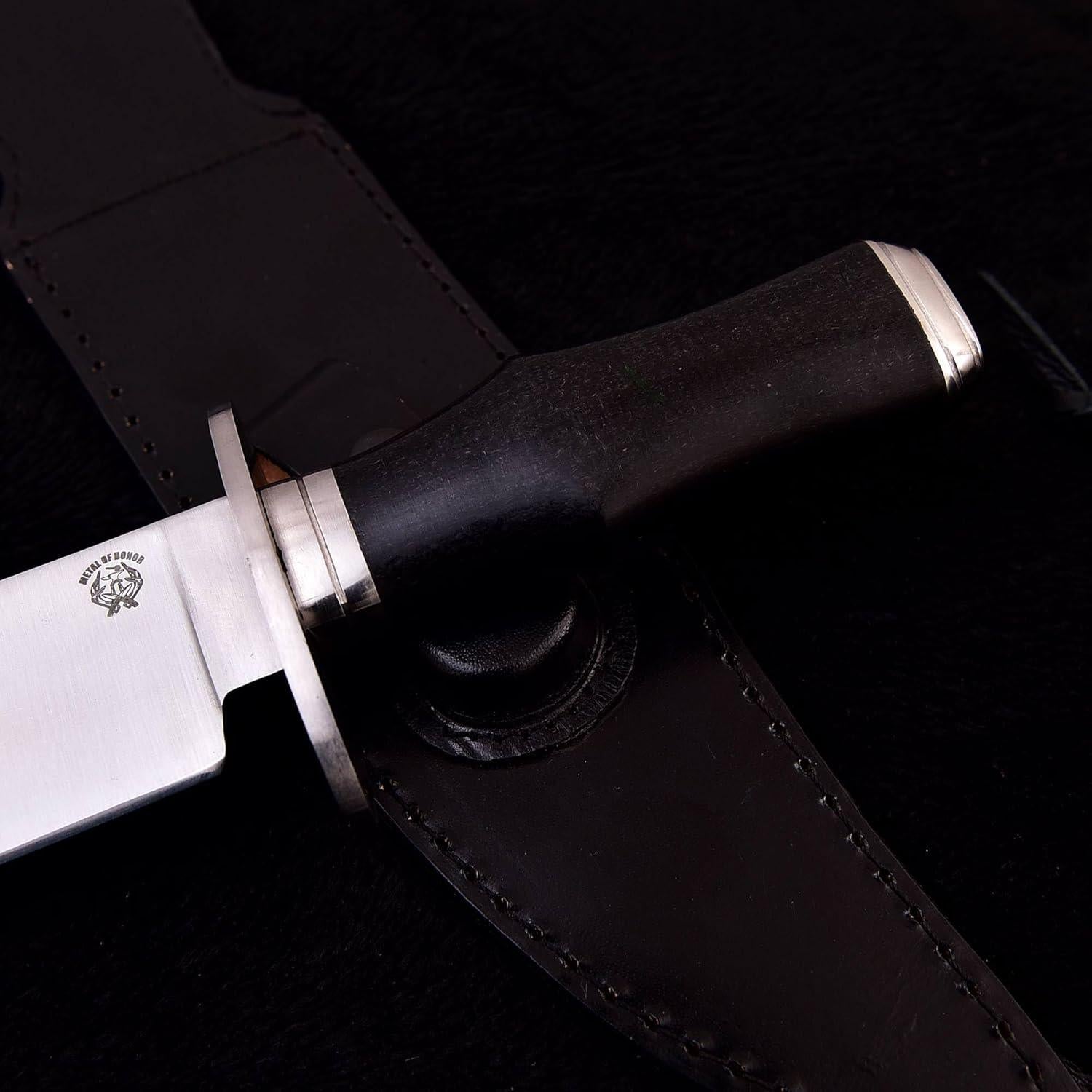 Cuchillo de Caza Bowie Metal de Honor 38.1 cm con Funda de Cuero