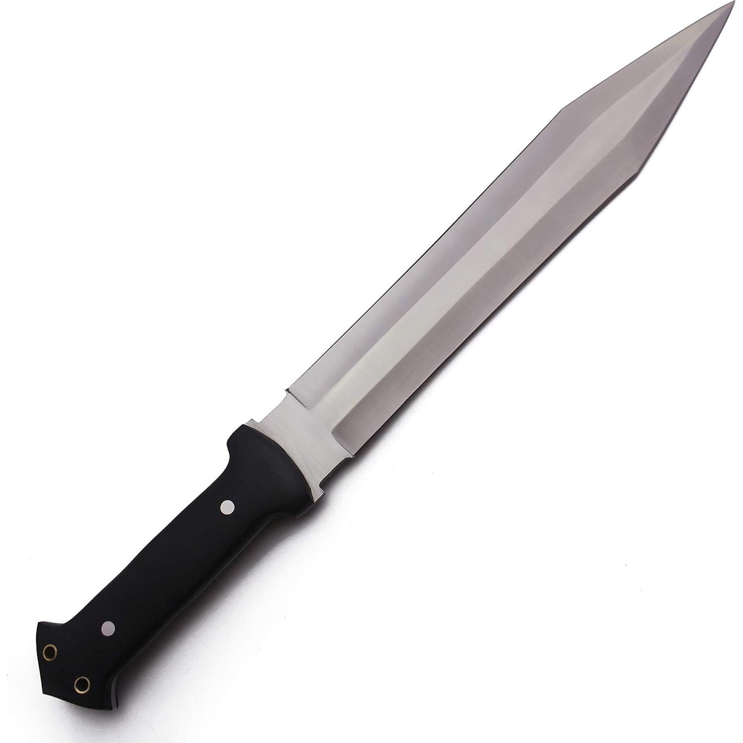 Cuchillo de Caza GCS D2 16.5" con Funda de Cuero y Afilador