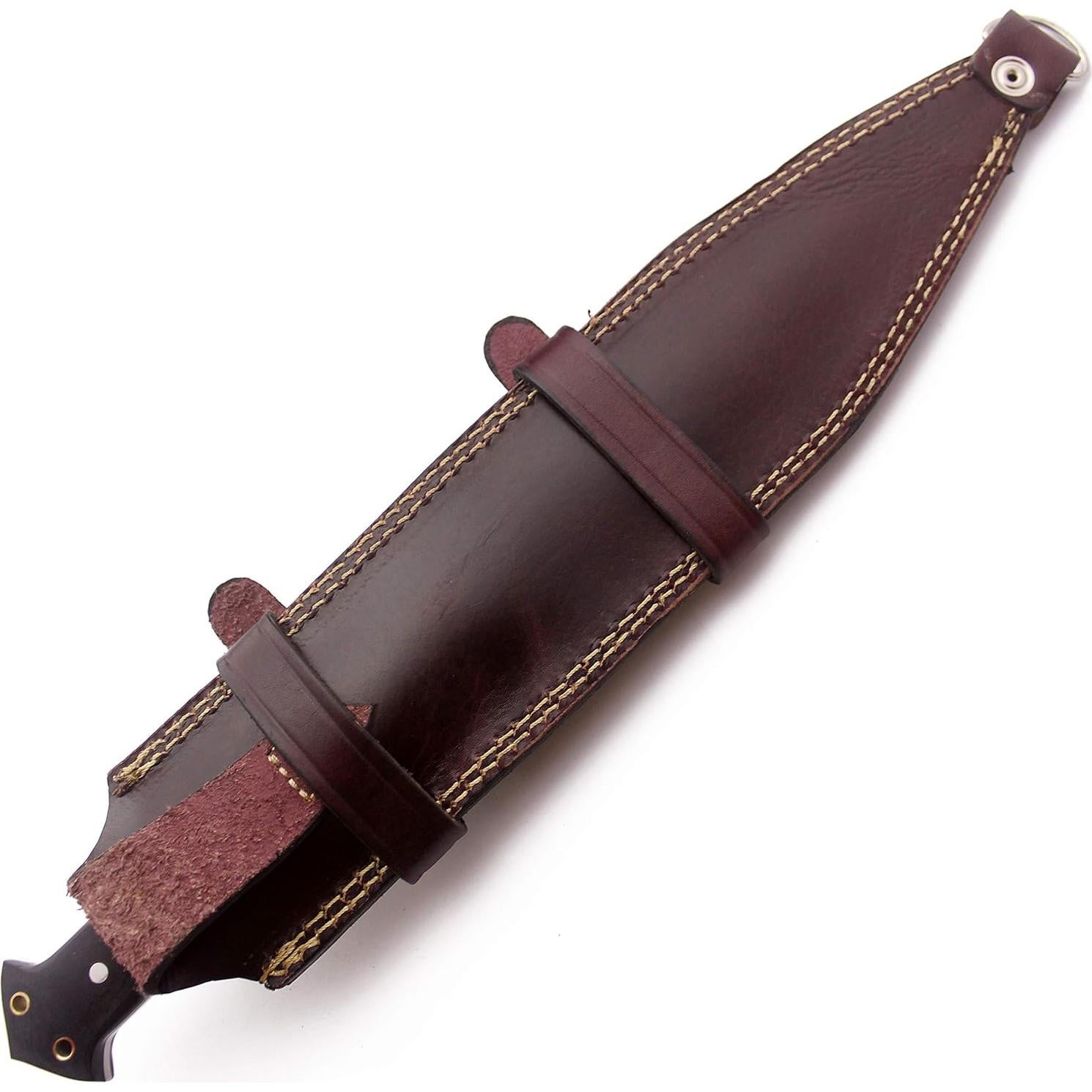Cuchillo de Caza GCS D2 16.5" con Funda de Cuero y Afilador