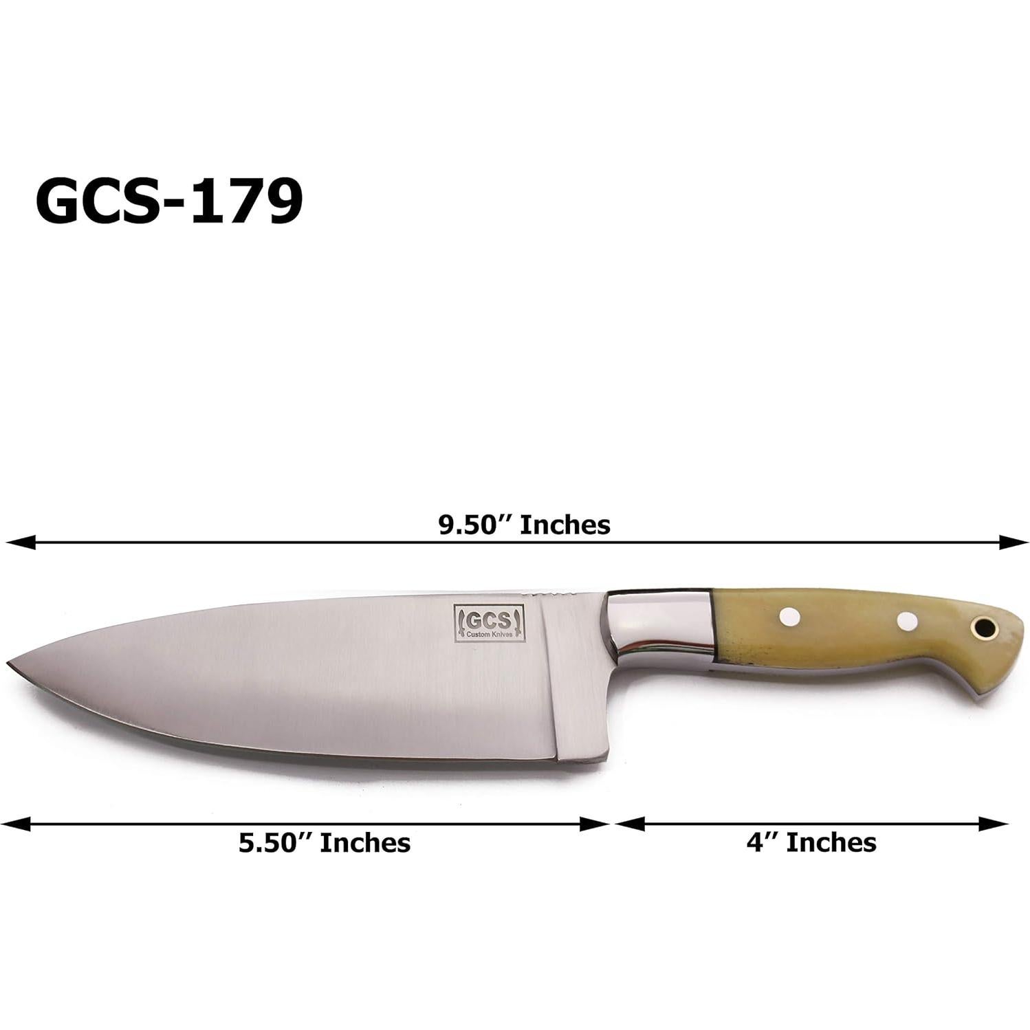 Cuchillo de Chef GCS 179 Hecho a Mano con Mango de Hueso