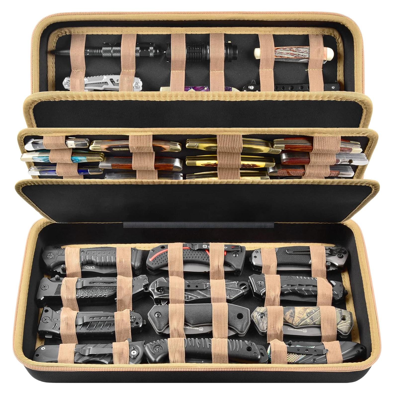 Estuche organizador de cuchillos Boobowl 64+ capacidad marrón