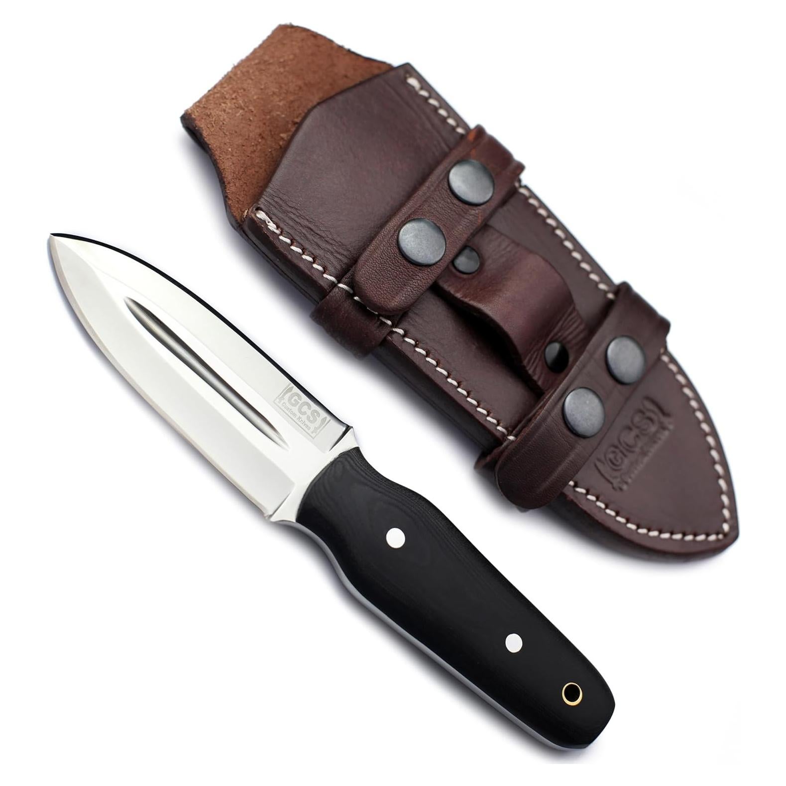 Cuchillo Táctico de Caza GCS 187 Negro con Mango de Micarta