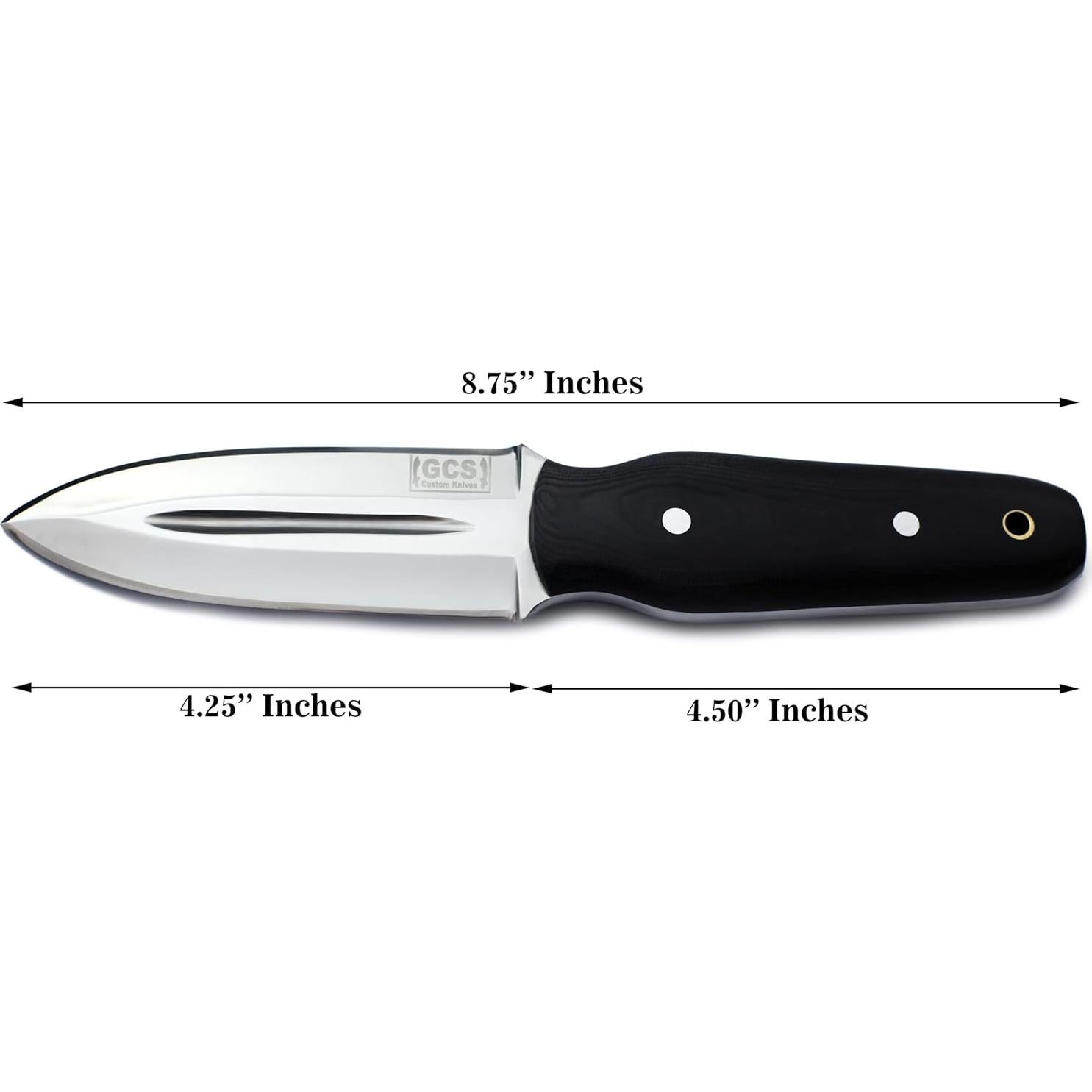 Cuchillo Táctico de Caza GCS 187 Negro con Mango de Micarta