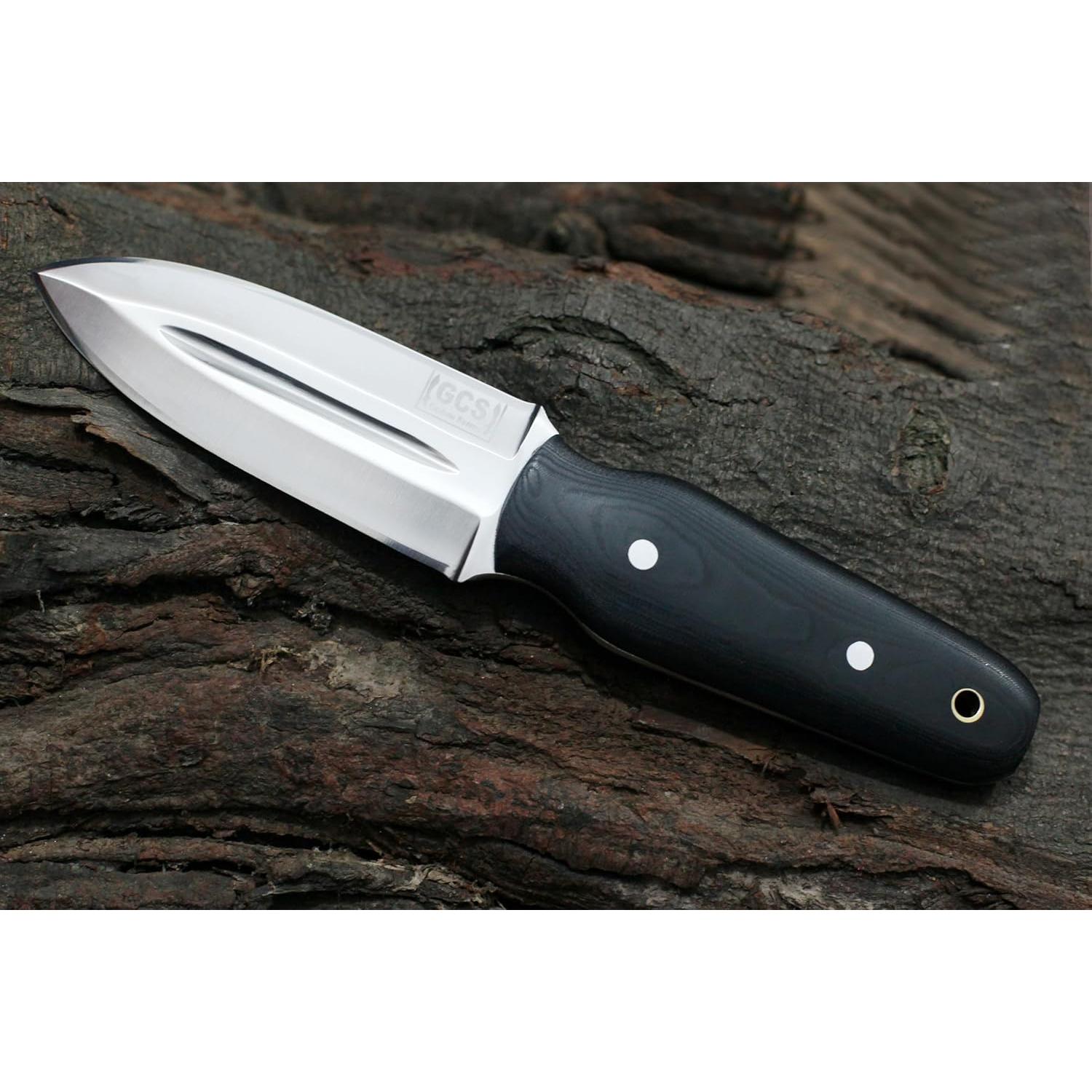 Cuchillo Táctico de Caza GCS 187 Negro con Mango de Micarta