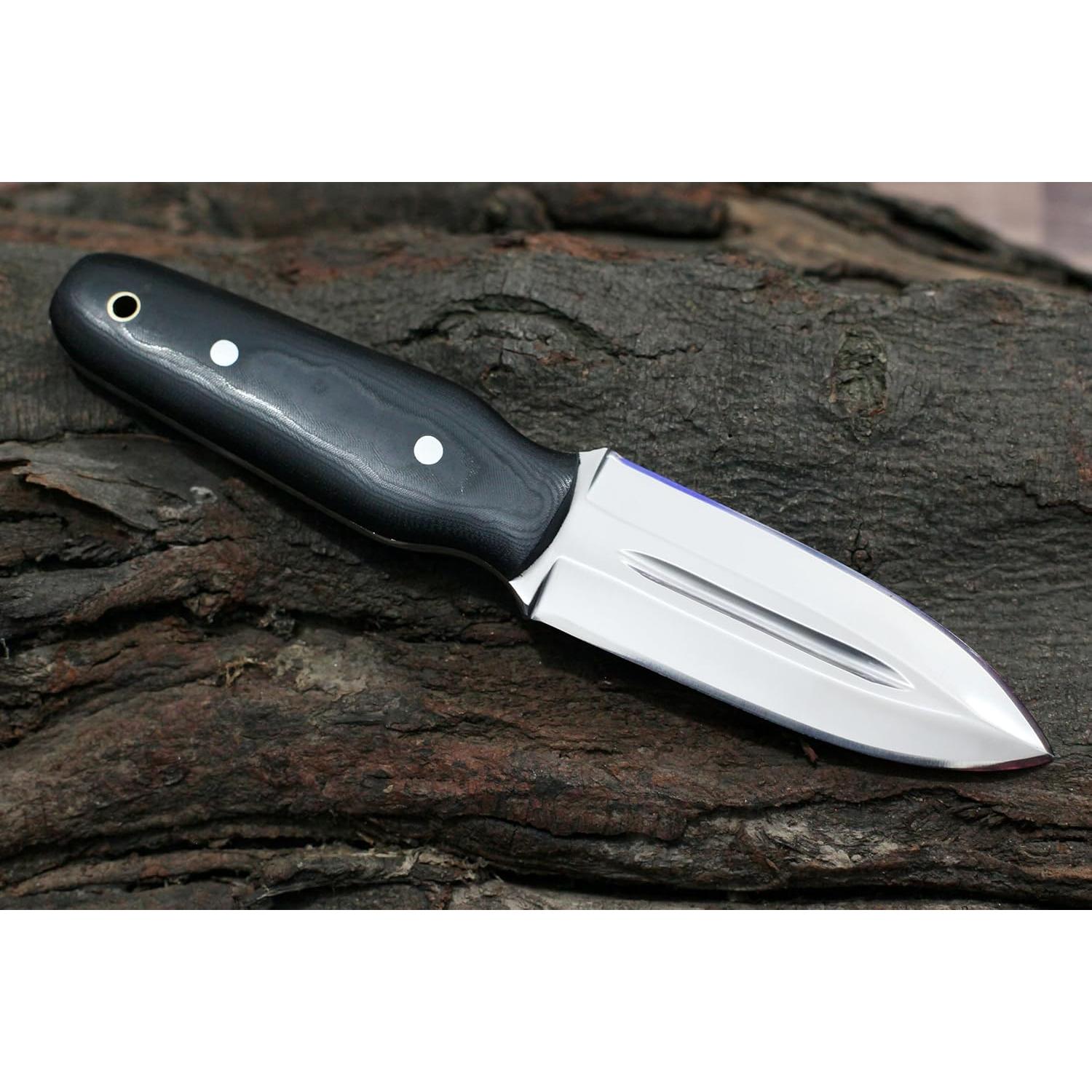 Cuchillo Táctico de Caza GCS 187 Negro con Mango de Micarta