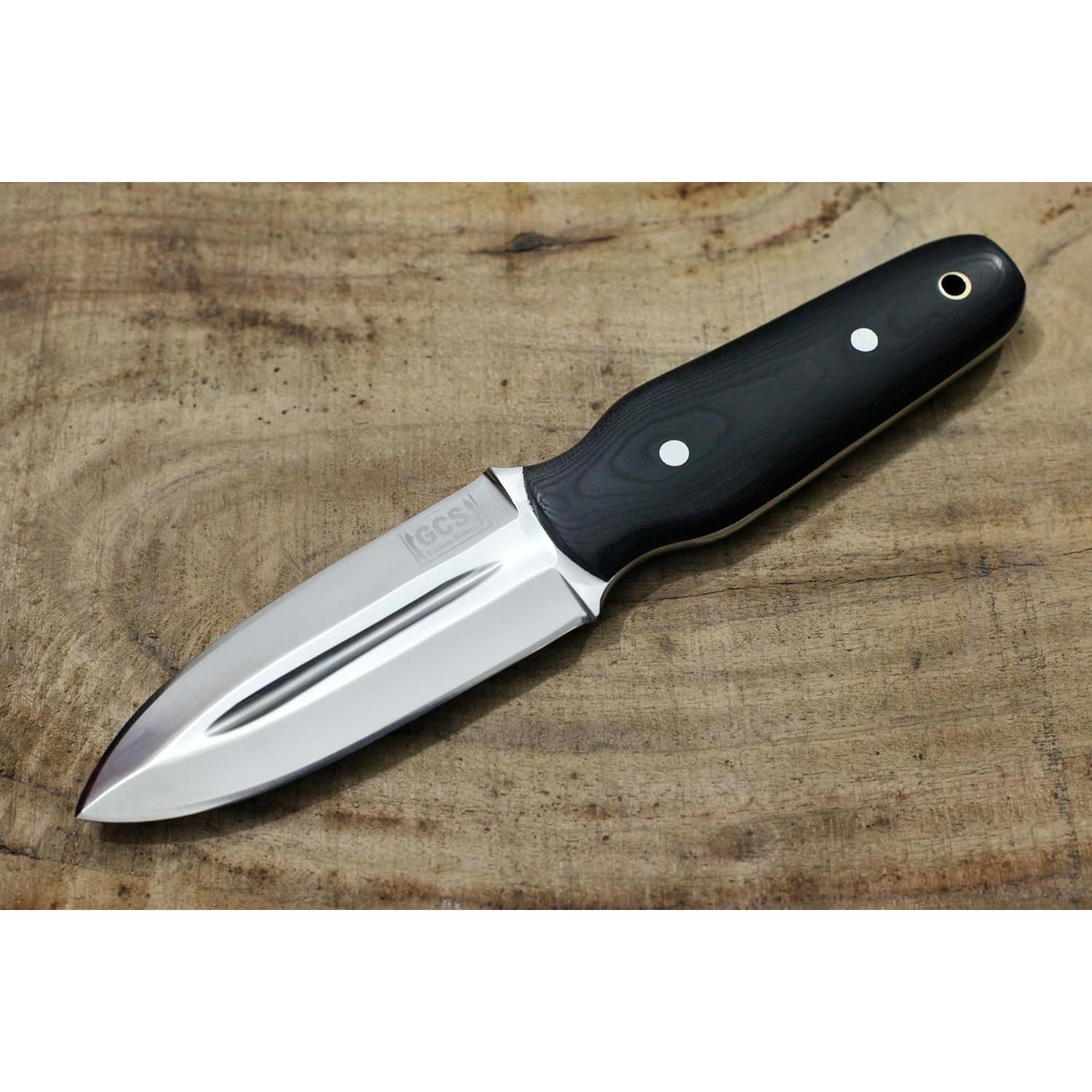Cuchillo Táctico de Caza GCS 187 Negro con Mango de Micarta