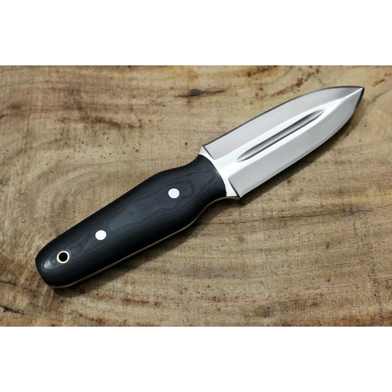 Cuchillo Táctico de Caza GCS 187 Negro con Mango de Micarta