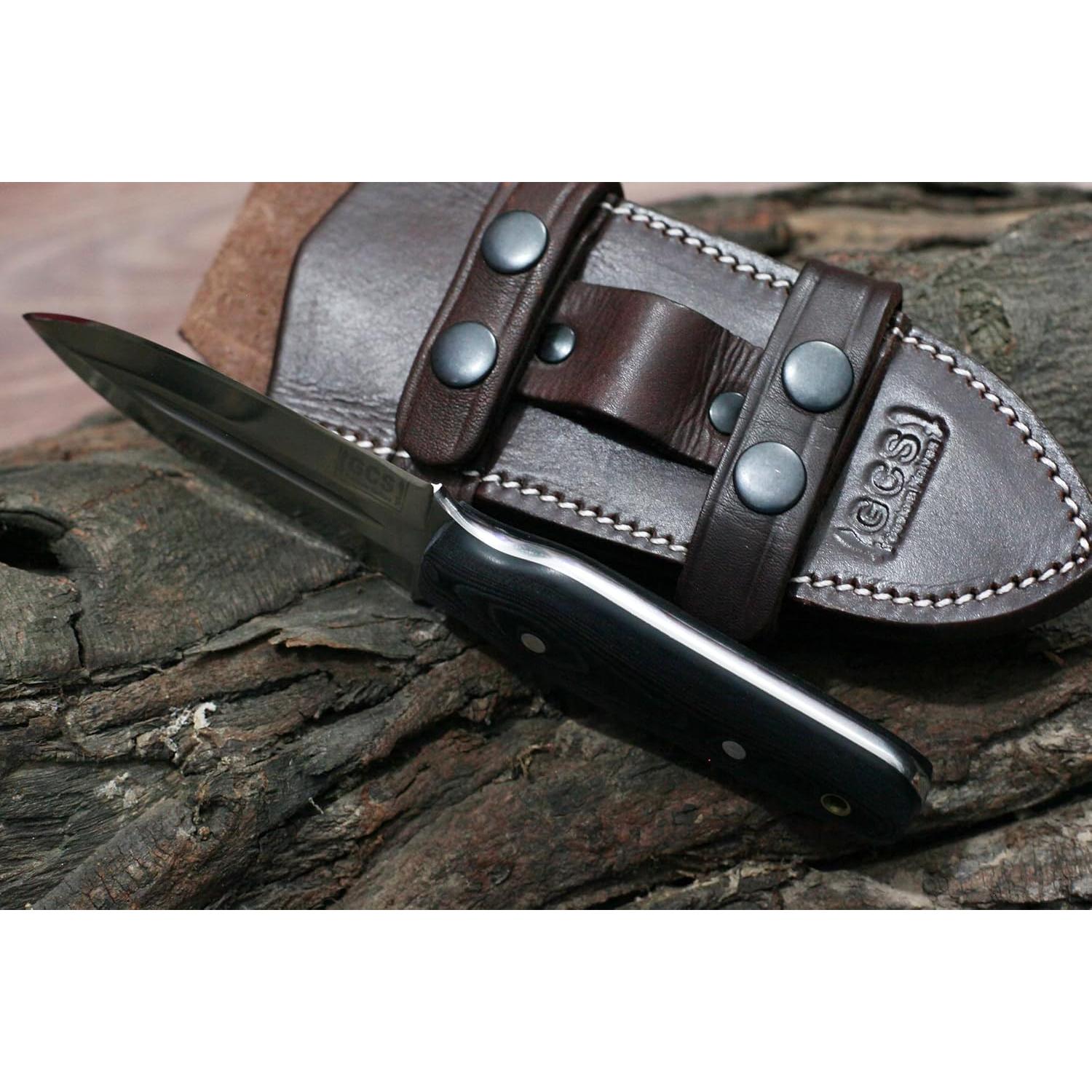 Cuchillo Táctico de Caza GCS 187 Negro con Mango de Micarta