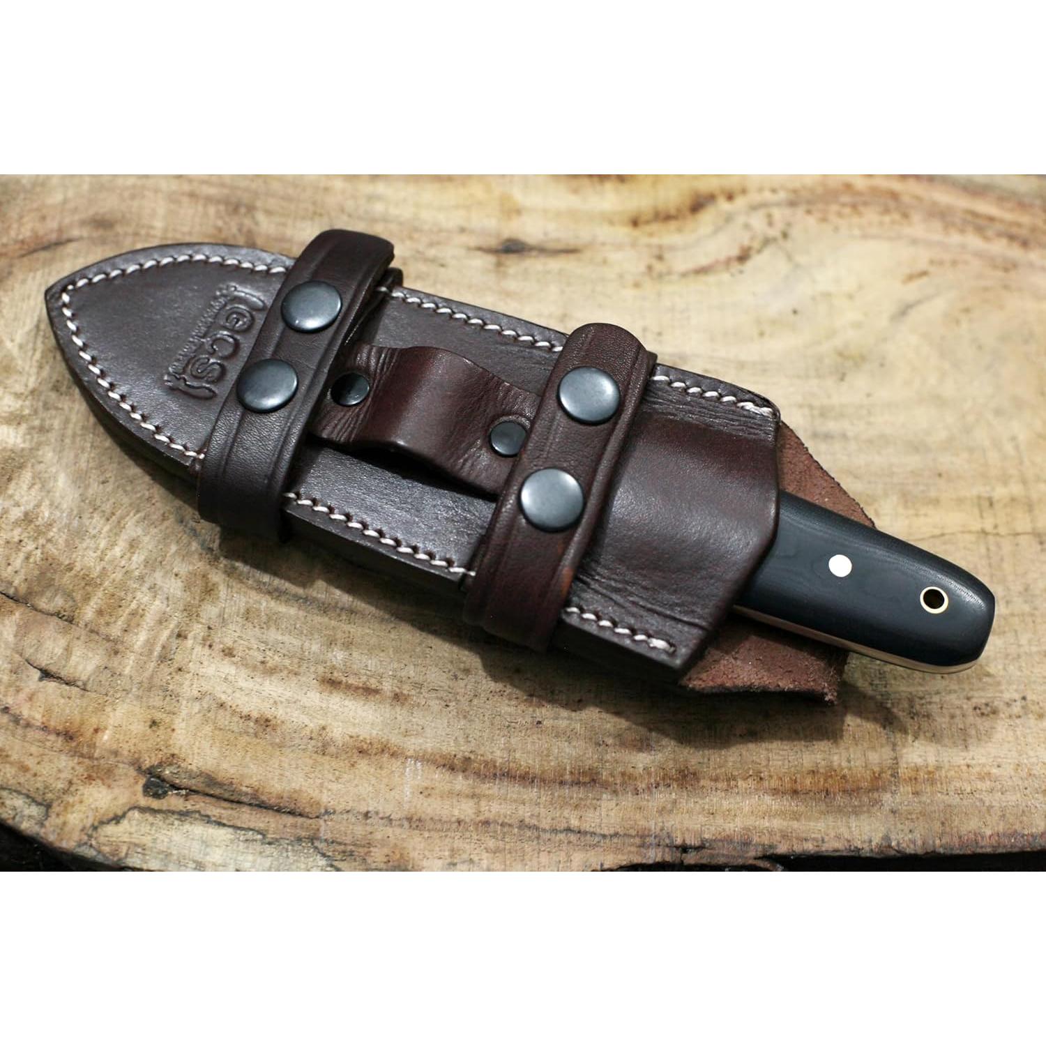 Cuchillo Táctico de Caza GCS 187 Negro con Mango de Micarta