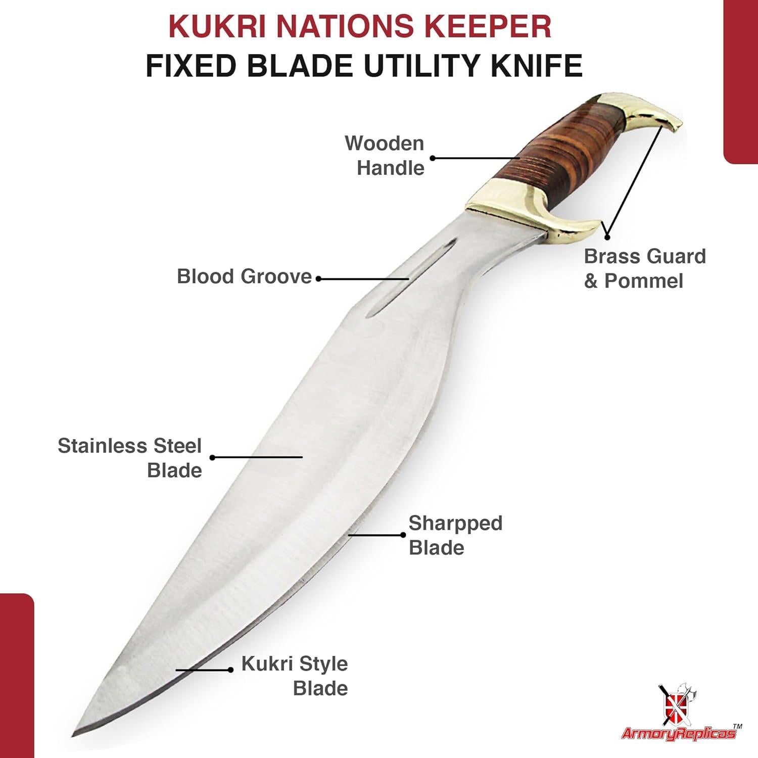 Cuchillo de Caza Kukri Armory Replicas 42.24 cm Acero Inoxidable