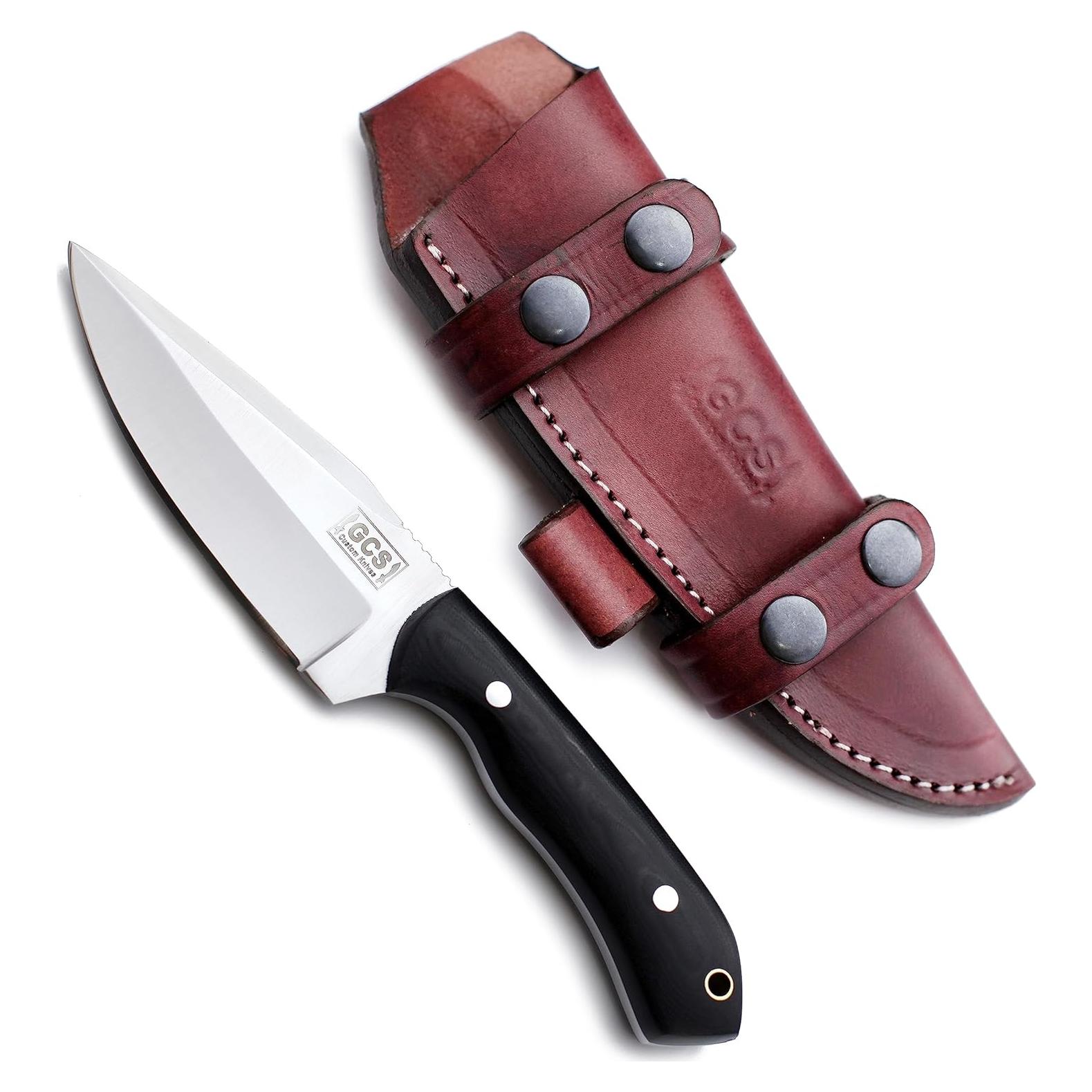 Cuchillo de Caza GCS 758 Hecho a Mano con Funda de Cuero