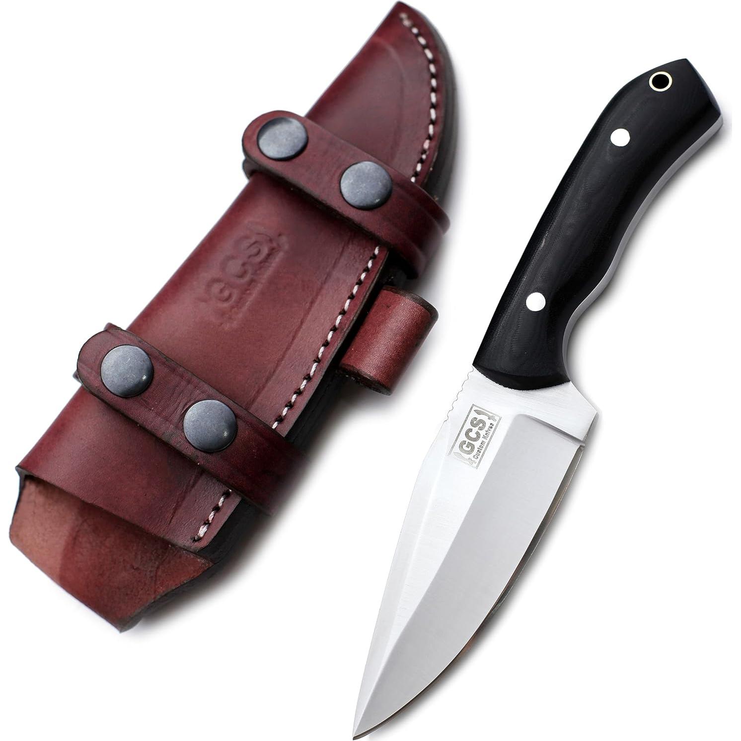 Cuchillo de Caza GCS 758 Hecho a Mano con Funda de Cuero