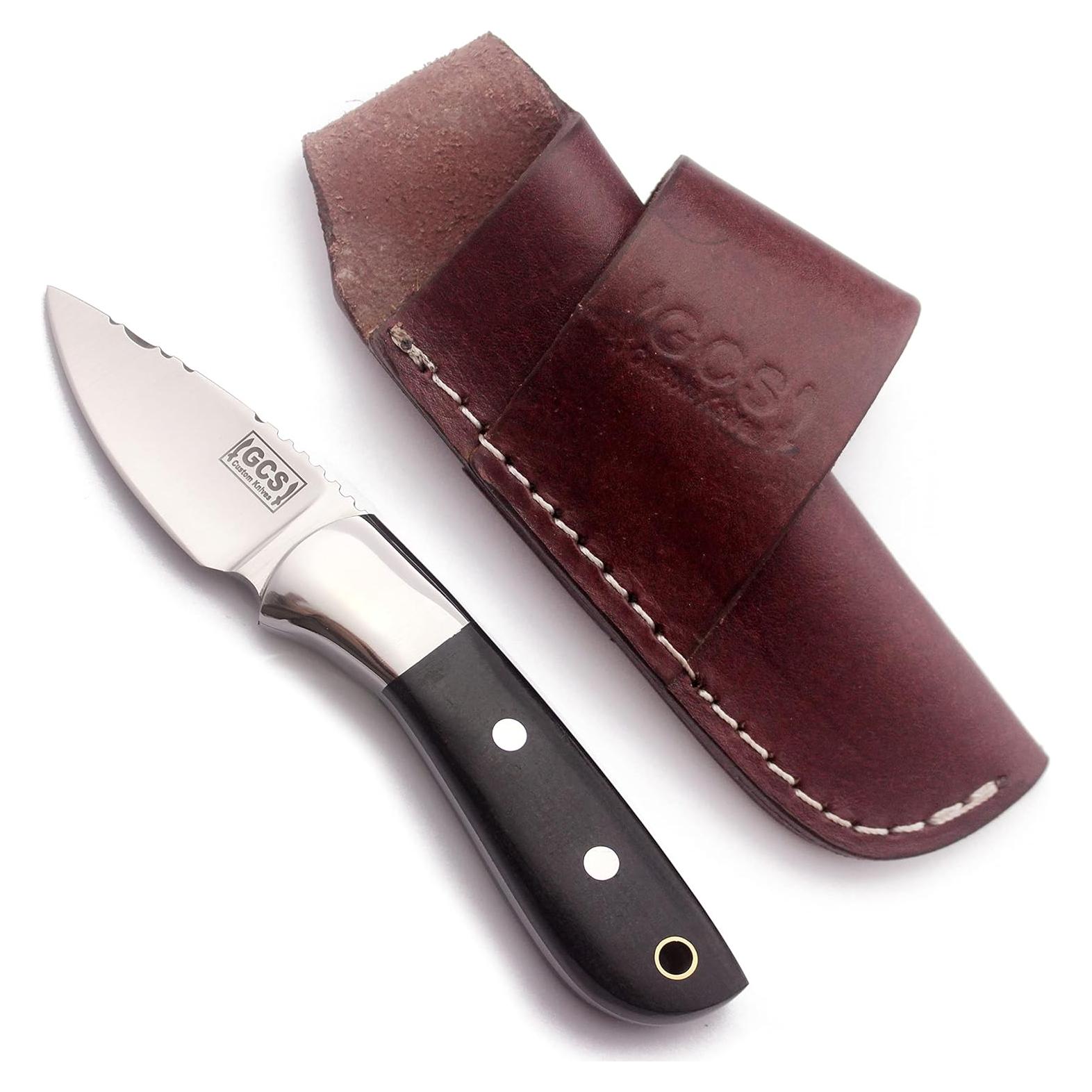 Cuchillo Táctico GCS de Acero D2 con Funda de Cuero 15.88 cm