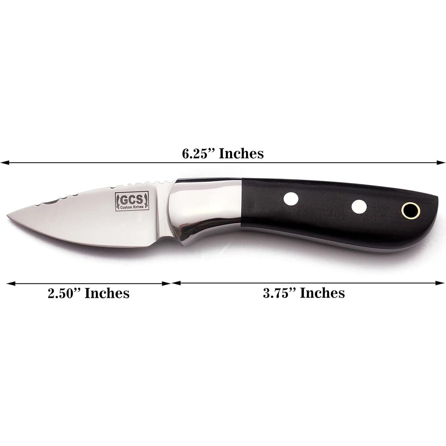 Cuchillo Táctico GCS de Acero D2 con Funda de Cuero 15.88 cm