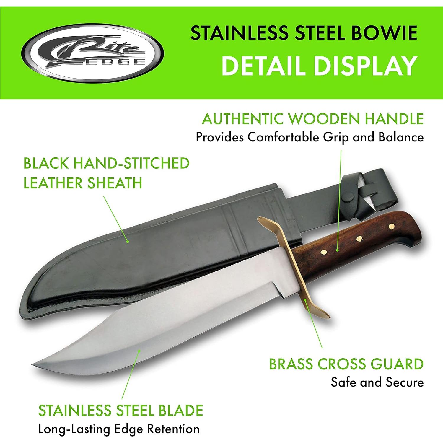Cuchillo de Caza Bowie SZCO 38.1 cm Acero Inoxidable con Funda
