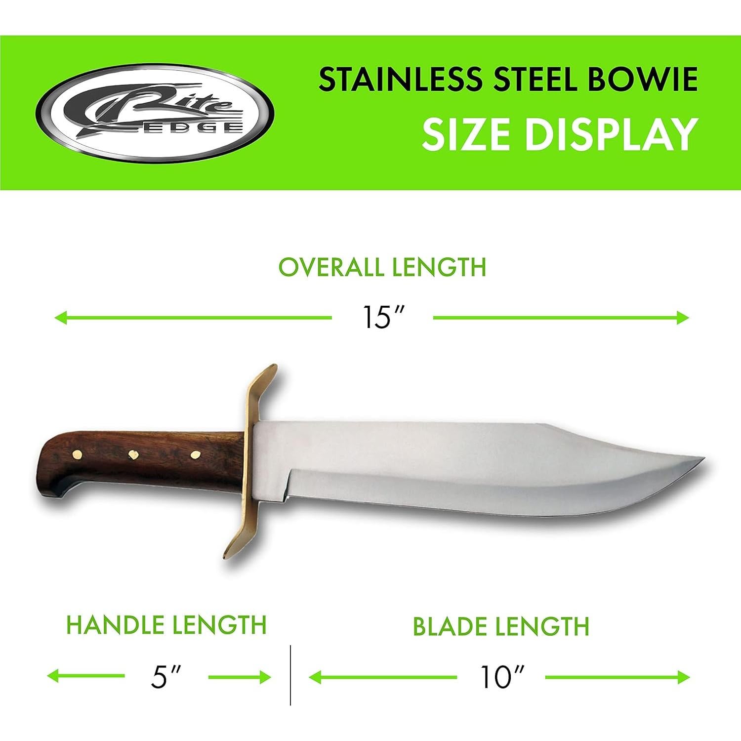 Cuchillo de Caza Bowie SZCO 38.1 cm Acero Inoxidable con Funda