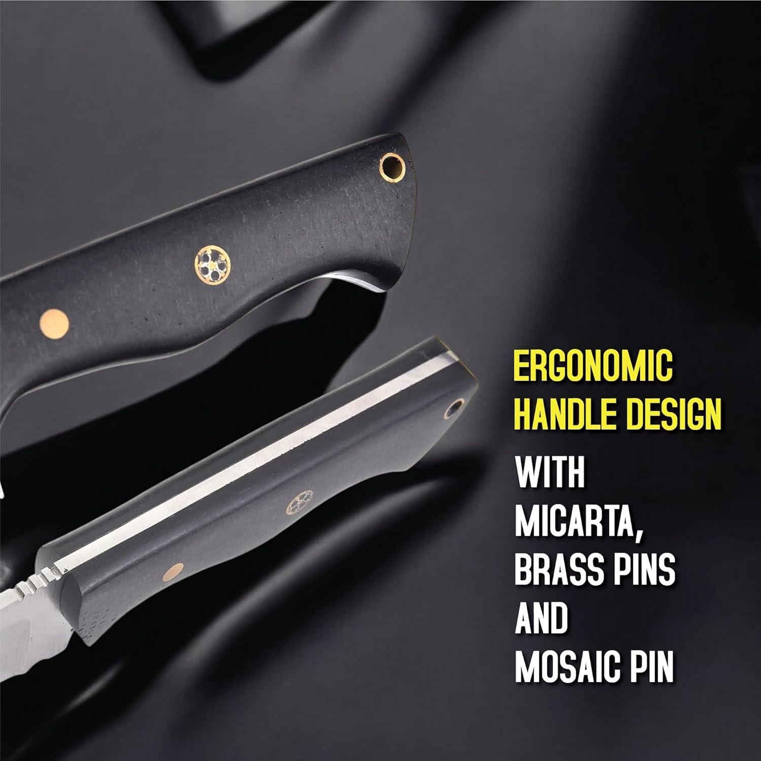 Cuchillo de Caza LIFAFA con Mango de Micarta y Funda de Cuero