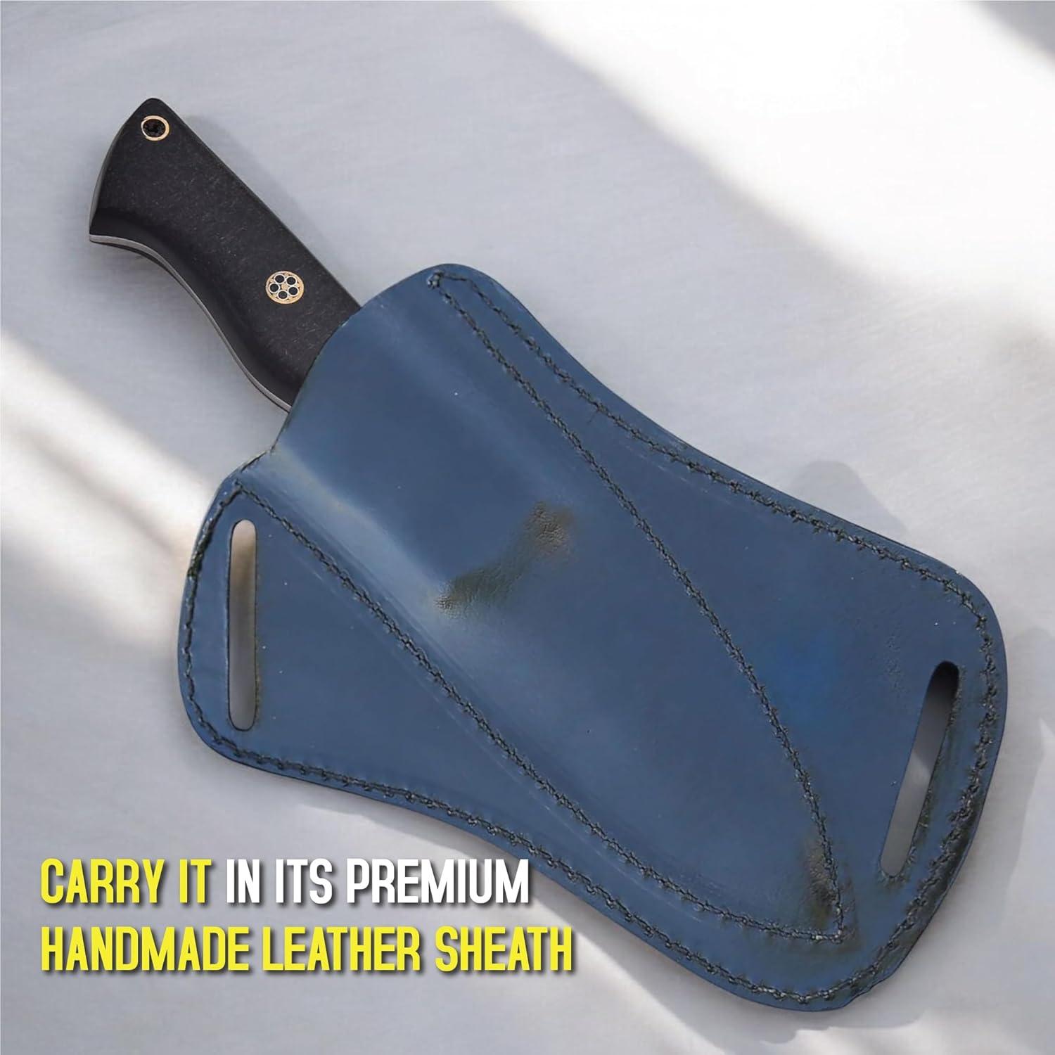 Cuchillo de Caza LIFAFA con Mango de Micarta y Funda de Cuero