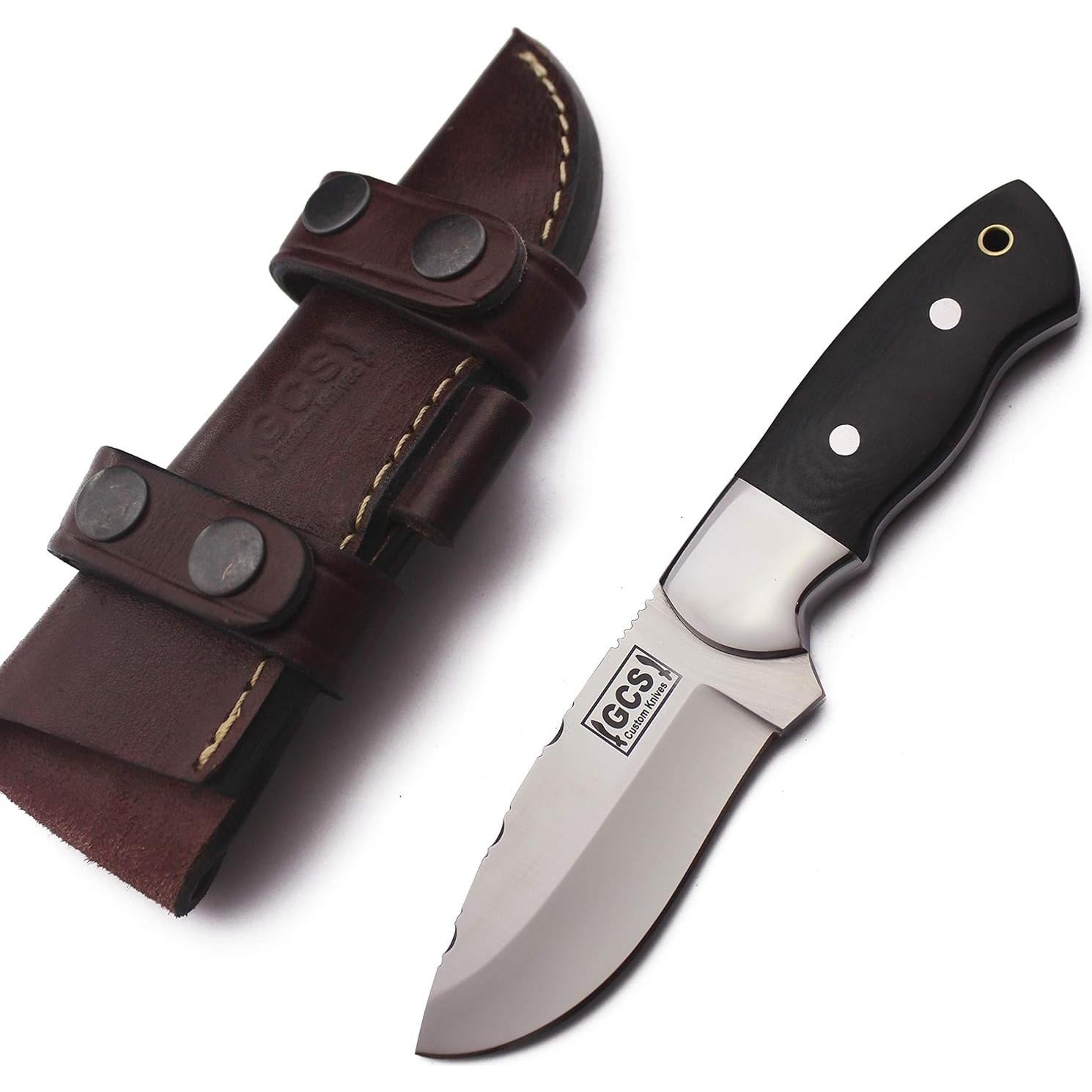 Cuchillo de Caza GCS 263 Hecho a Mano con Mango G10 y Funda de Cuero