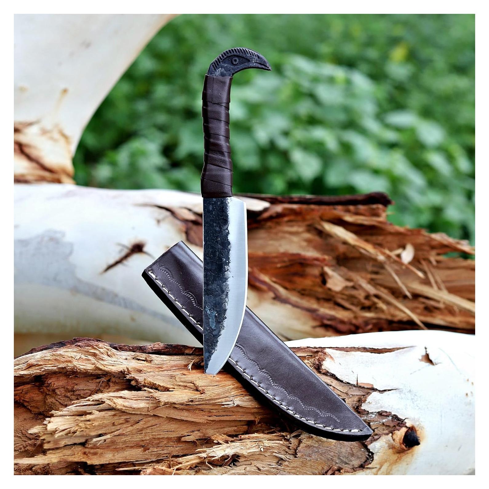 Cuchillo Nórdico Wazir Crafts 25.4 cm Cuervo de Odín Hecho a Mano