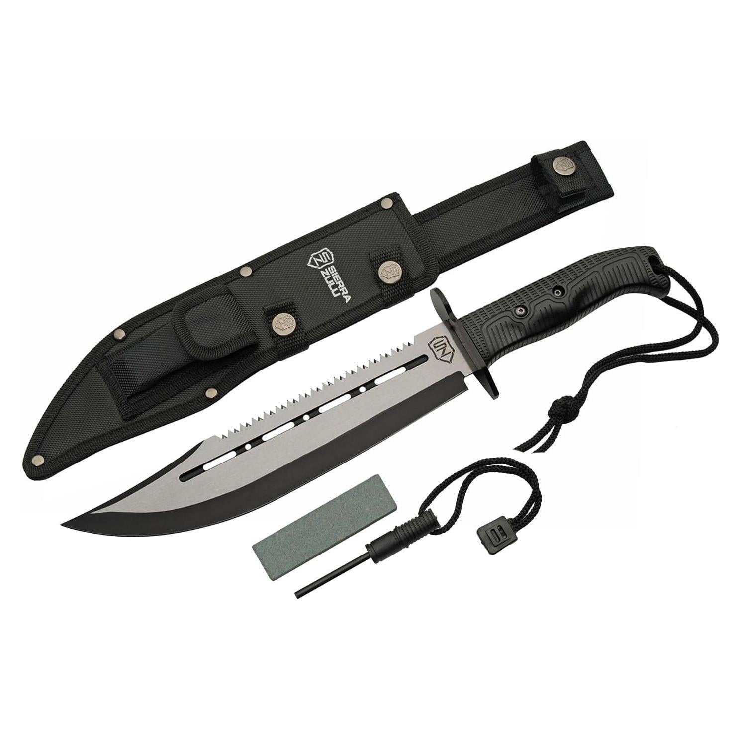 Cuchillo de Caza Sierra Zulu 10.5" Acero Inoxidable con Funda