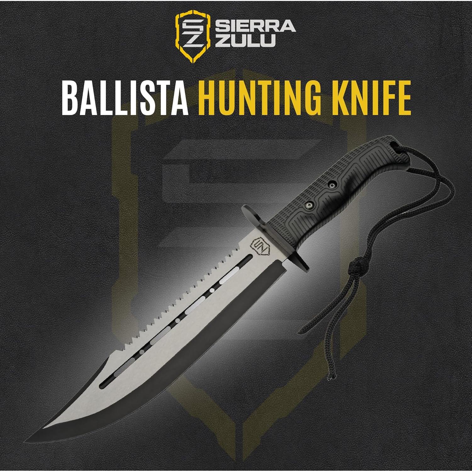 Cuchillo de Caza Sierra Zulu 10.5" Acero Inoxidable con Funda