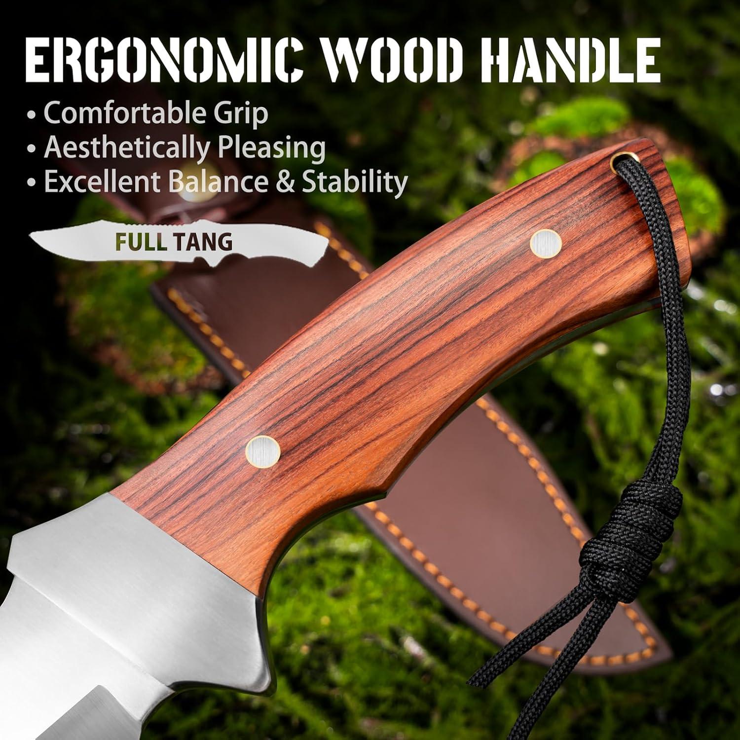 Cuchillo de Supervivencia NedFoss 33 cm con Funda de Cuero