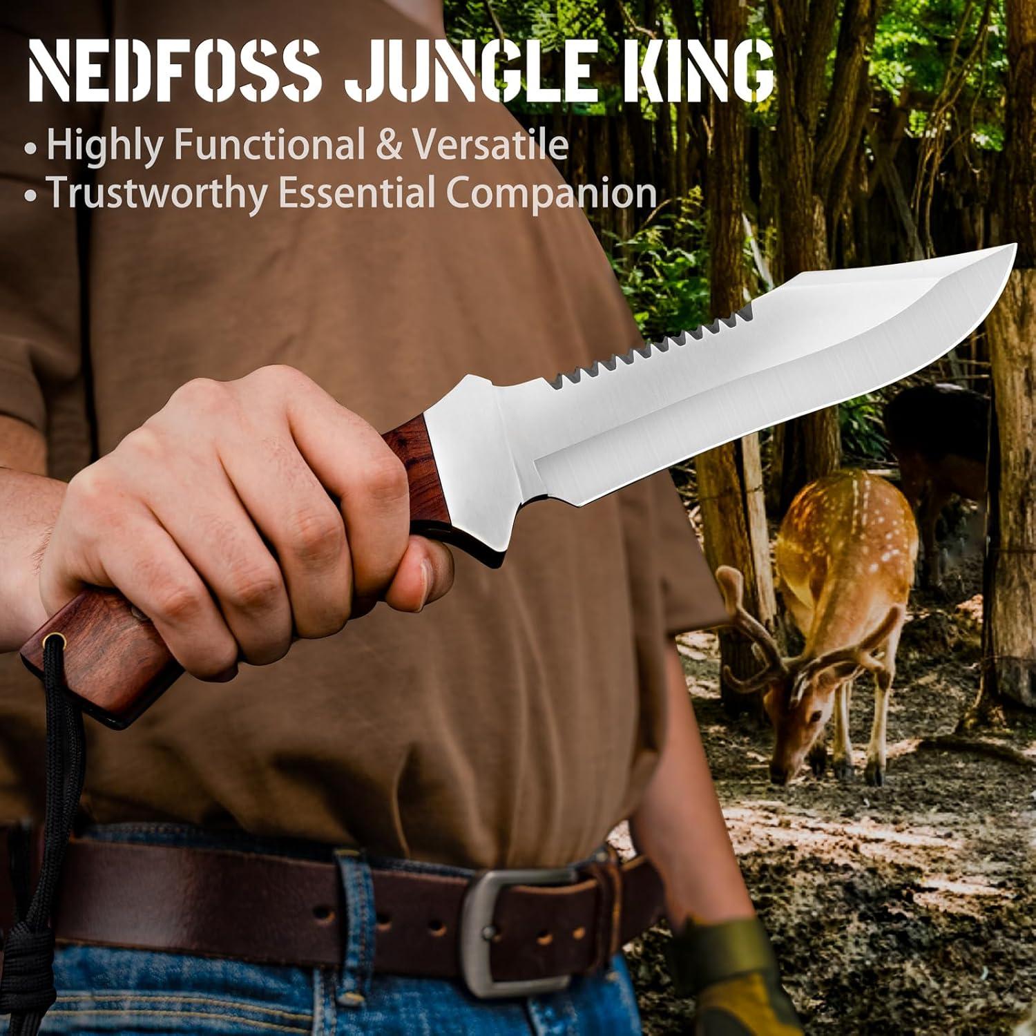 Cuchillo de Supervivencia NedFoss 33 cm con Funda de Cuero