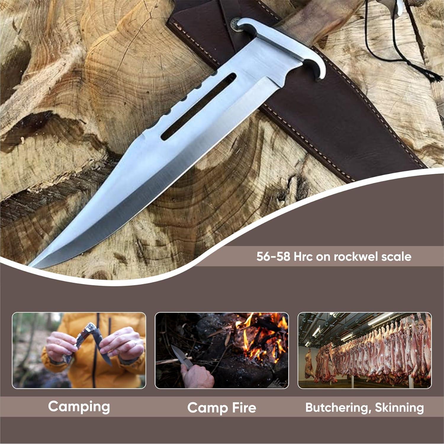 Cuchillo de Caza Perkin 40.64 cm con Funda de Cuero - Hoja Fija