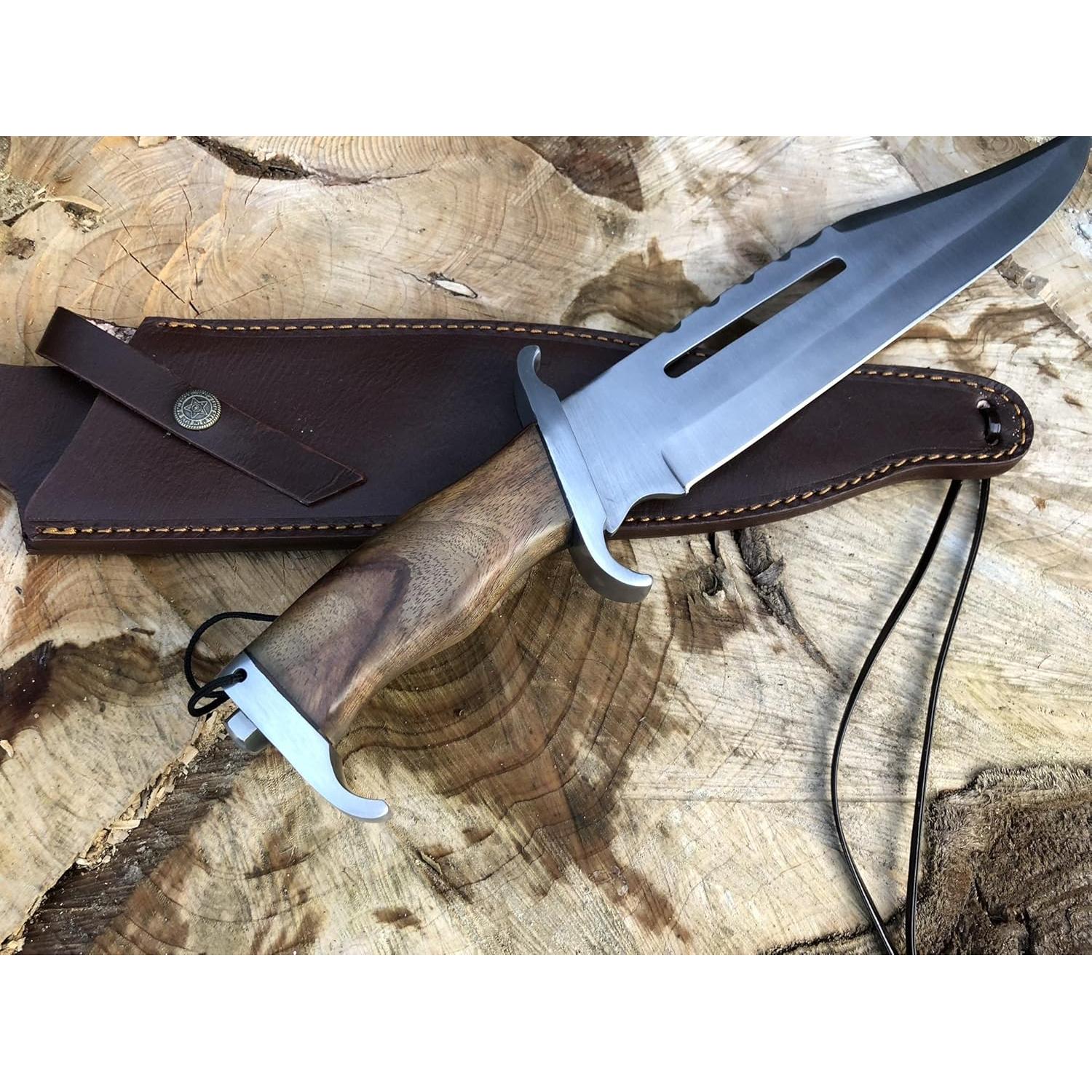 Cuchillo de Caza Perkin 40.64 cm con Funda de Cuero - Hoja Fija