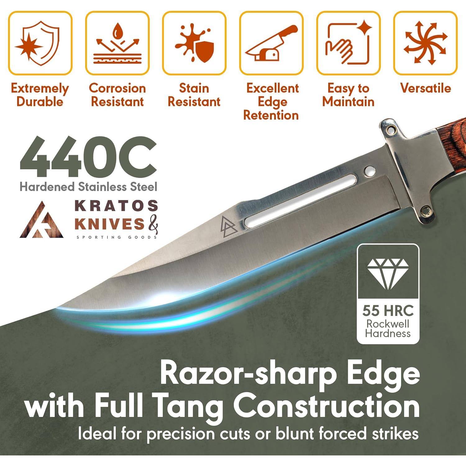 Cuchillo Bushcraft Kratos ZF1 30.48 cm Acero Inoxidable