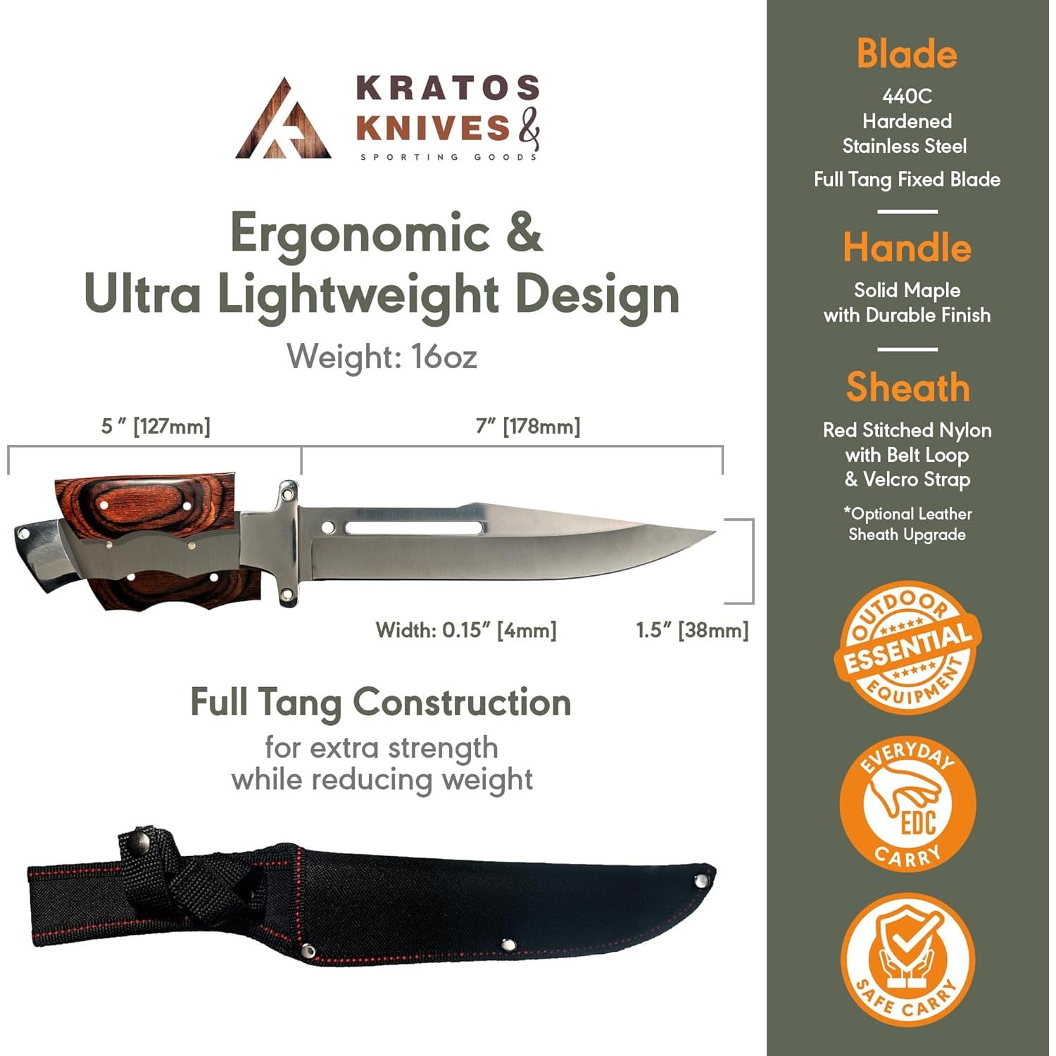 Cuchillo Bushcraft Kratos ZF1 30.48 cm Acero Inoxidable