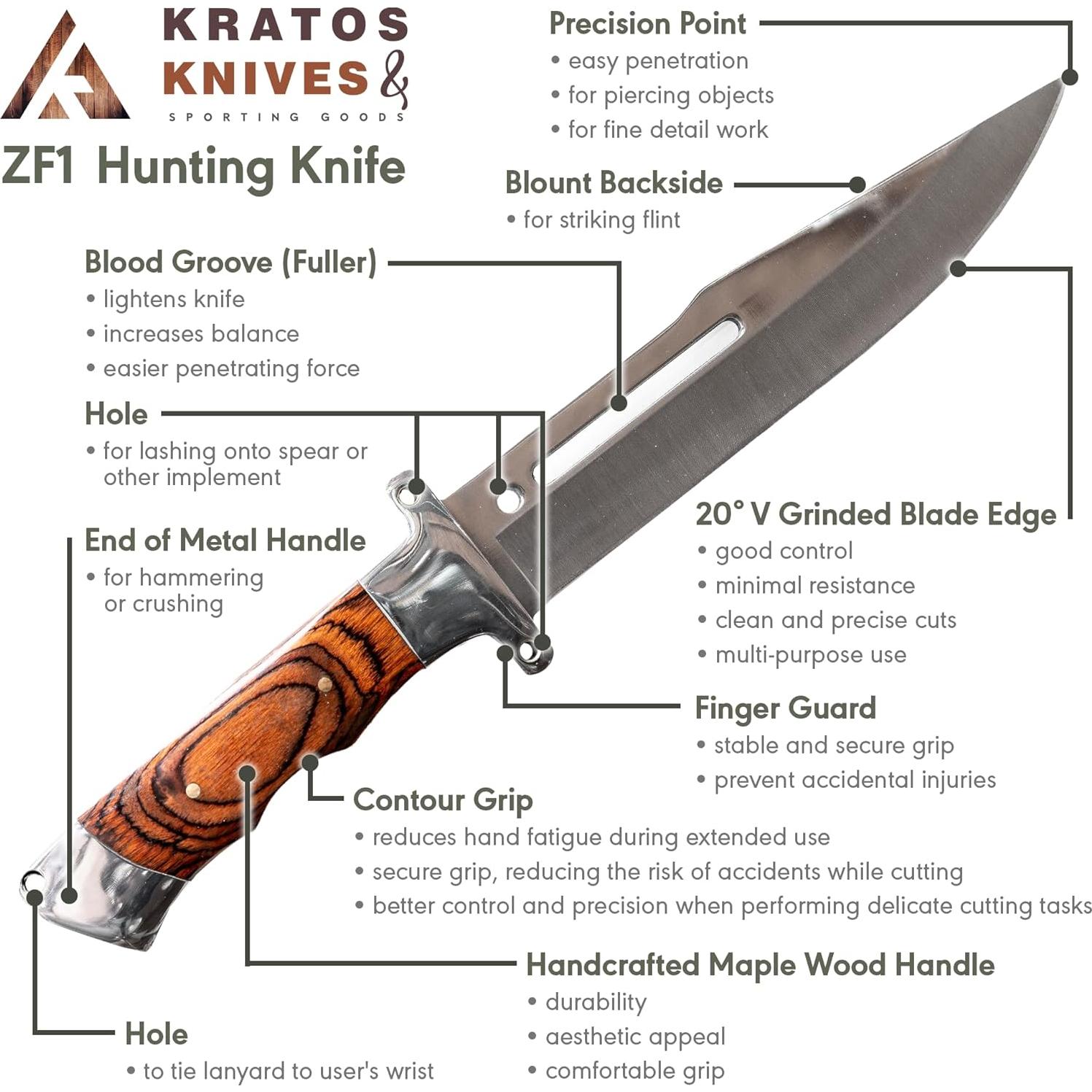 Cuchillo Bushcraft Kratos ZF1 30.48 cm Acero Inoxidable