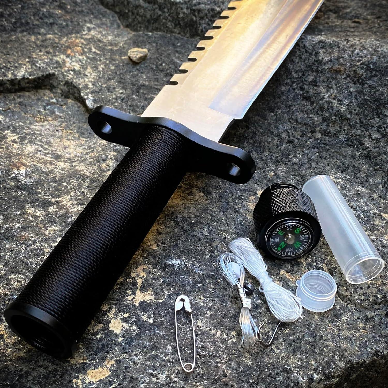 Cuchillo de Hoja Fija MADSABRE 33 cm con Funda y Brújula