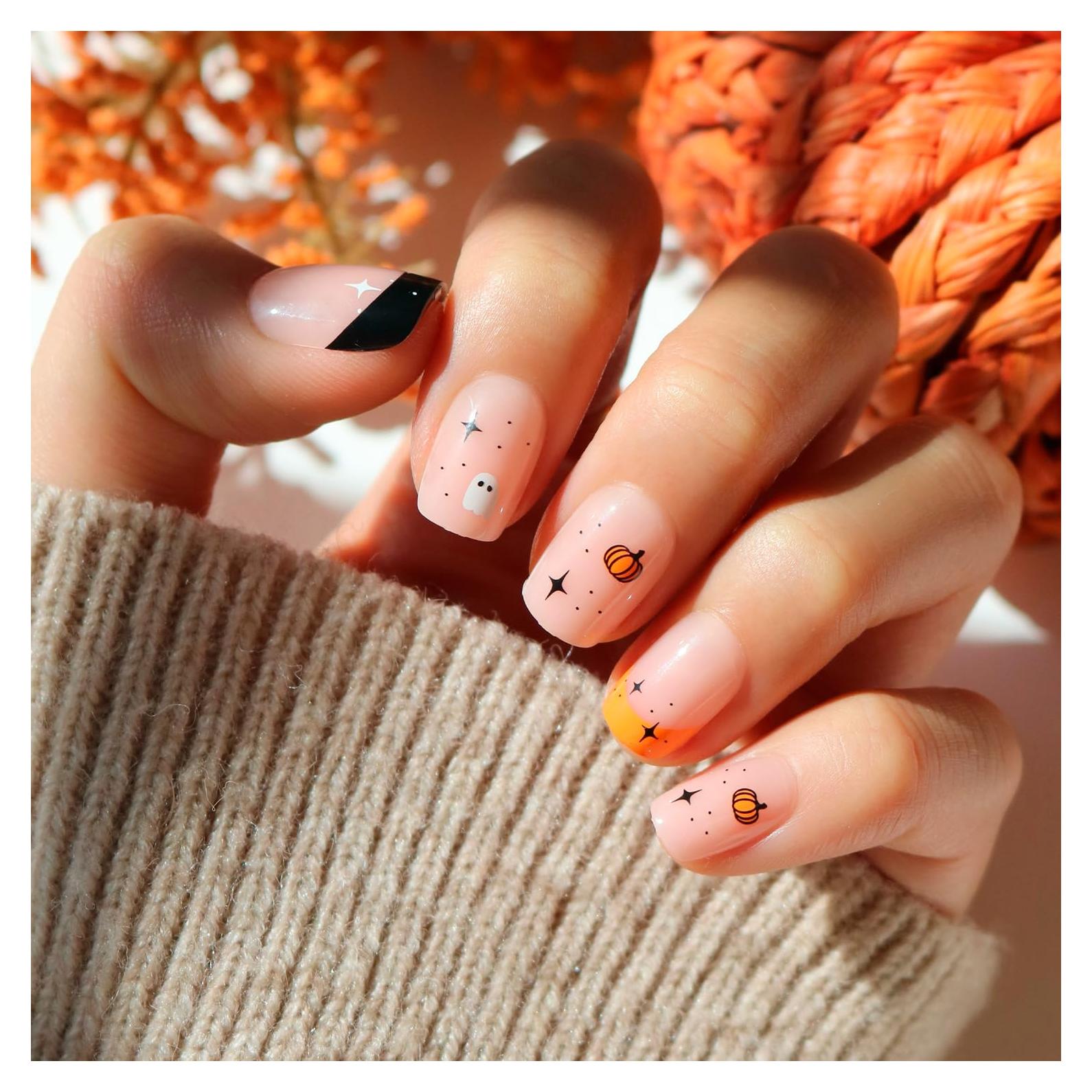 Uñas Postizas Glamnetic Calabaza Pequeña - Kit de 30 Uñas