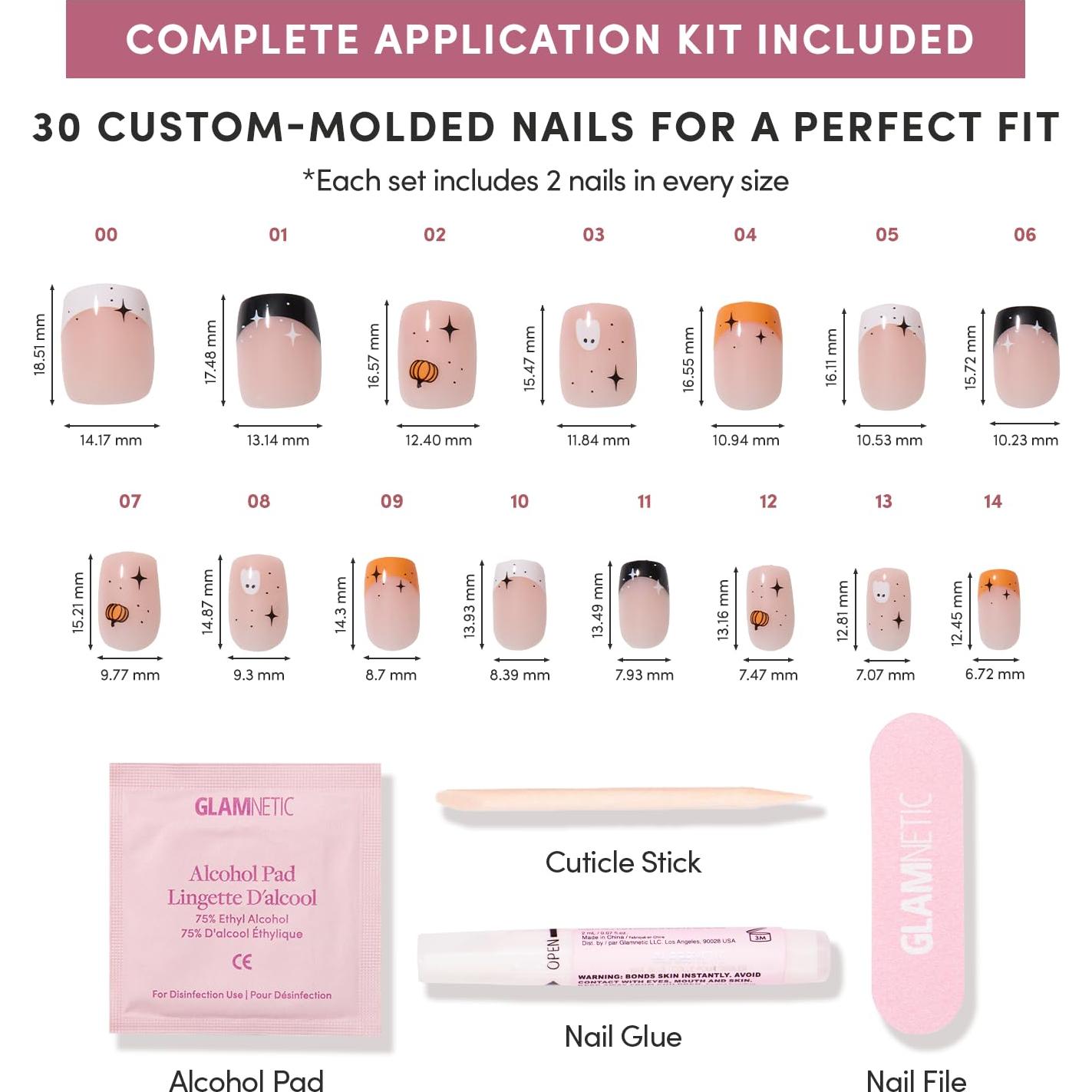 Uñas Postizas Glamnetic Calabaza Pequeña - Kit de 30 Uñas