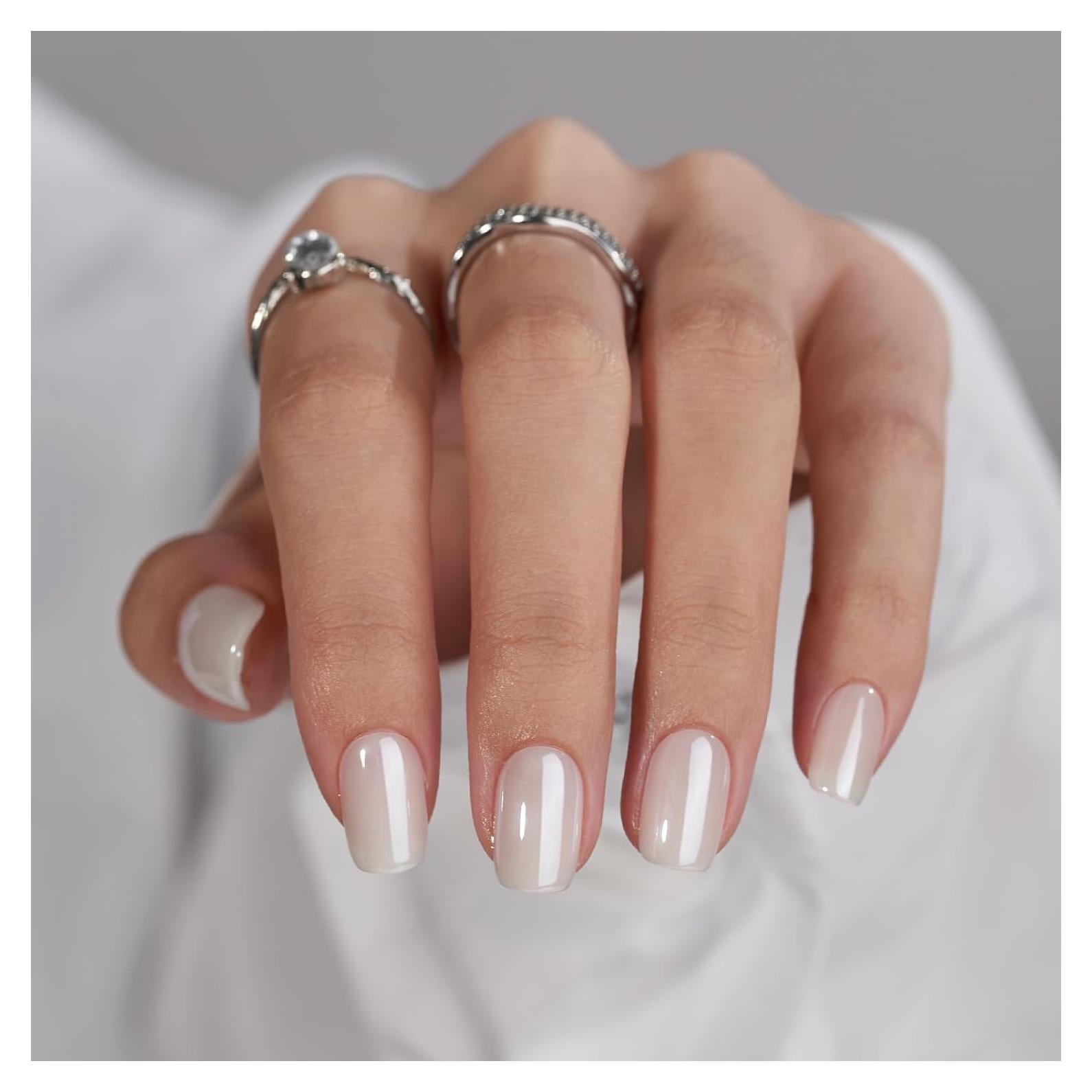 Uñas Postizas Cortas BTArtbox Gel Suave 30 Uñas Vainilla