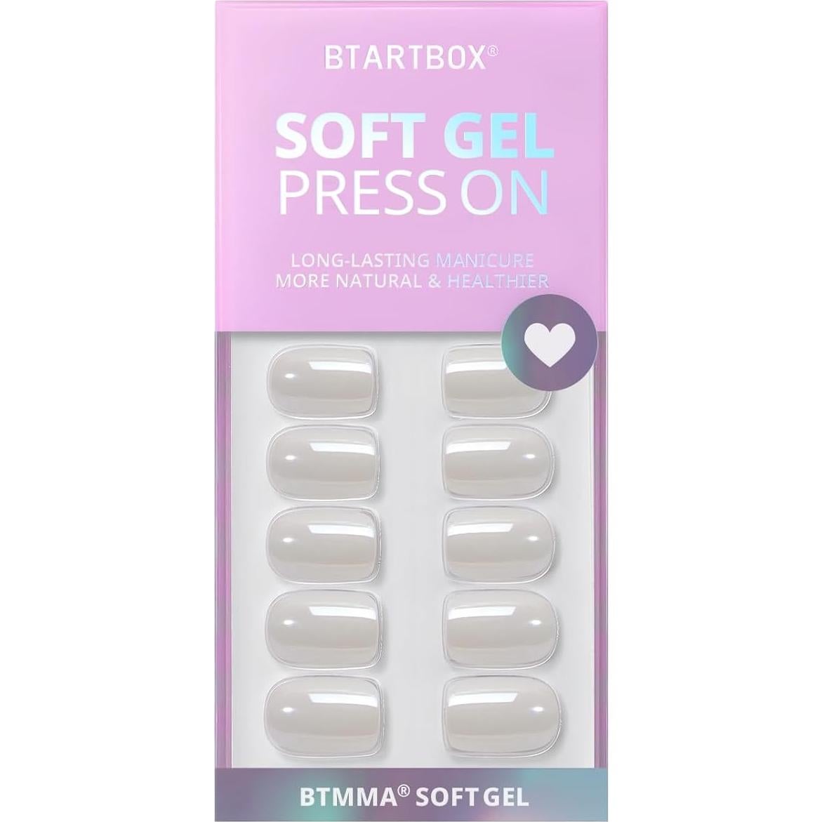 Uñas Postizas Cortas BTArtbox Gel Suave 30 Uñas Vainilla