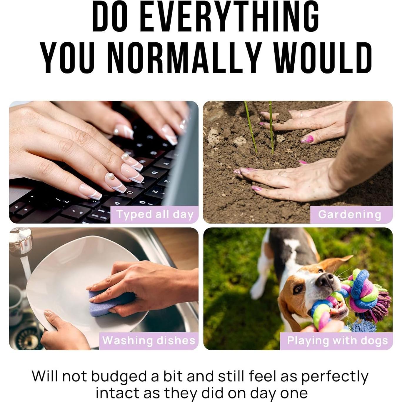 Uñas Postizas Cortas BTArtbox Gel Suave 30 Uñas Vainilla