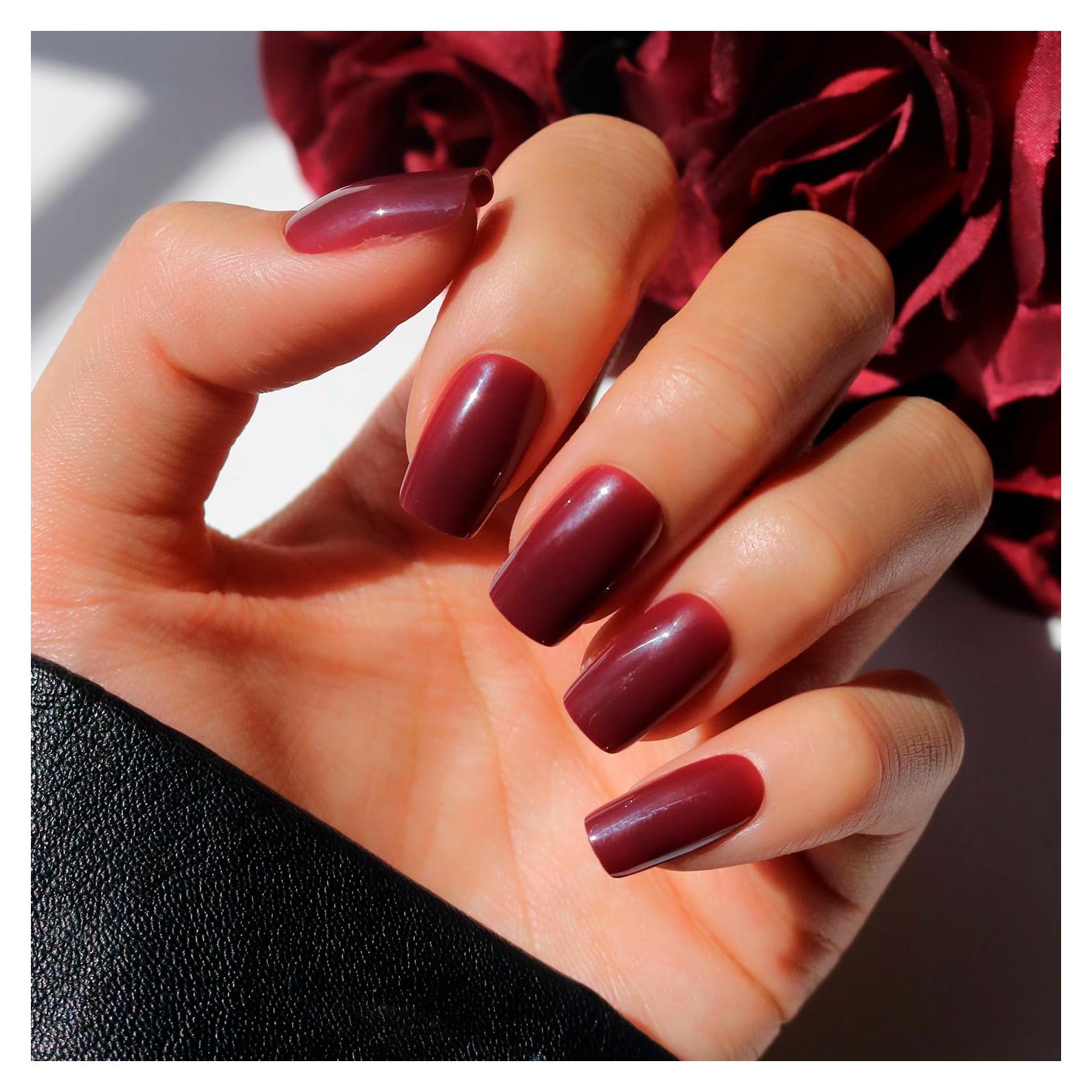 Uñas Postizas Glamnetic Mocha Cereza - Kit de 30 Uñas