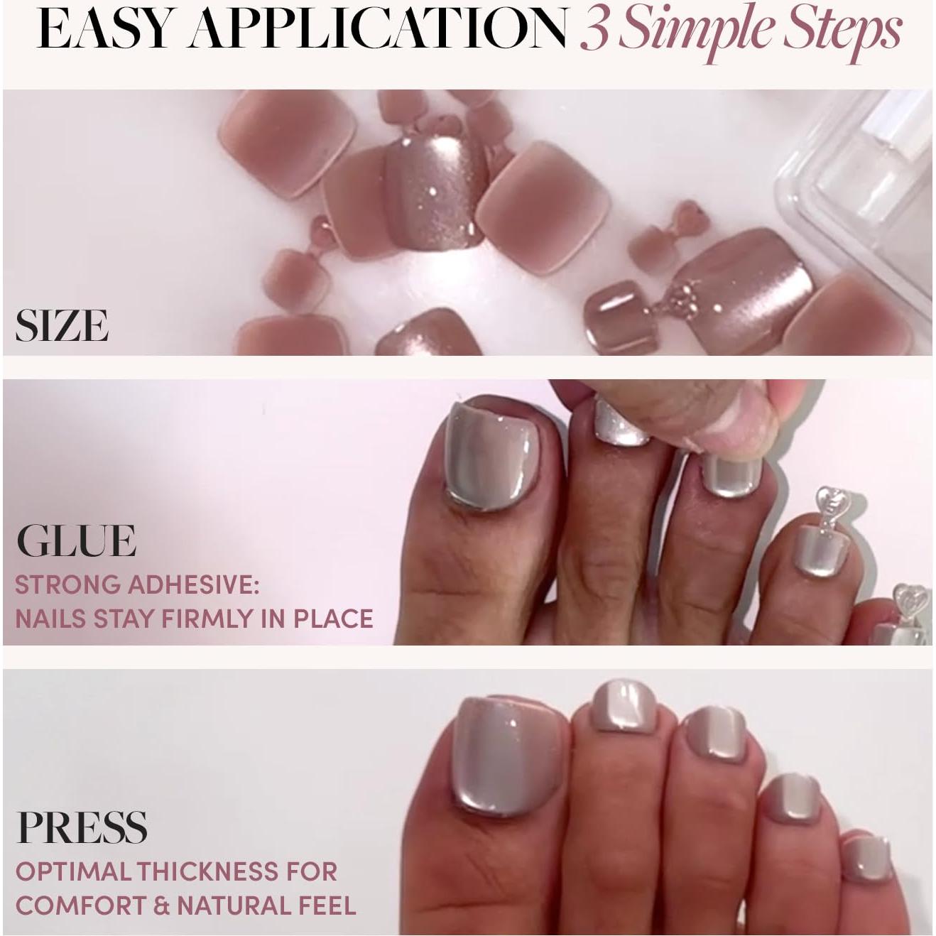 Uñas Postizas para Dedos del Pie Glamnetic El Voto - 32 Uñas Nude