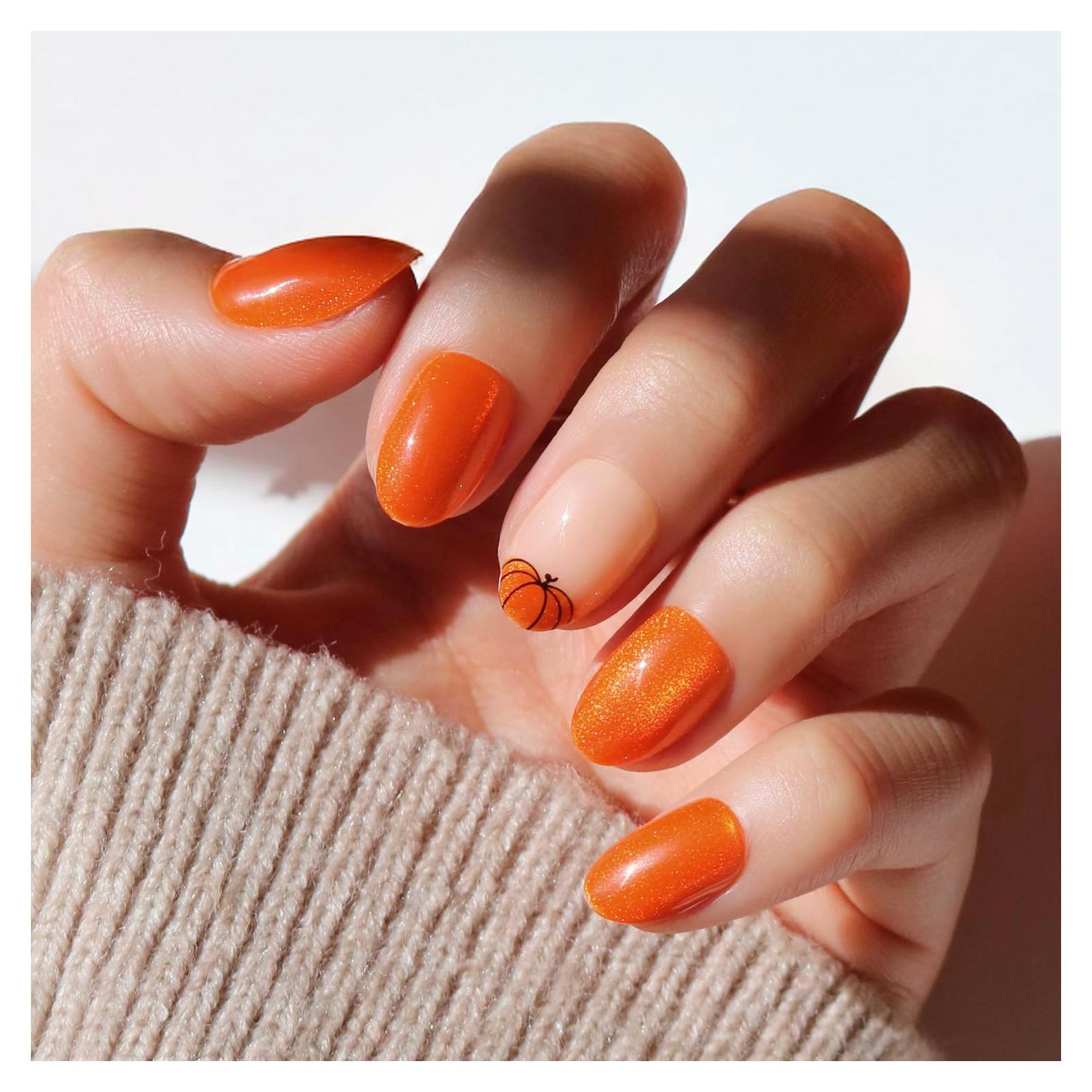 Uñas Postizas Glamnetic Huerto de Calabazas - 30 Uñas Cortas