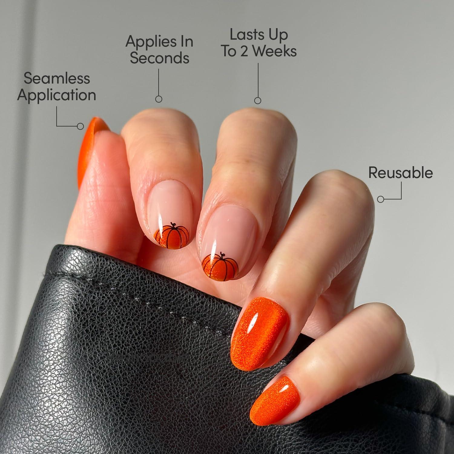 Uñas Postizas Glamnetic Huerto de Calabazas - 30 Uñas Cortas