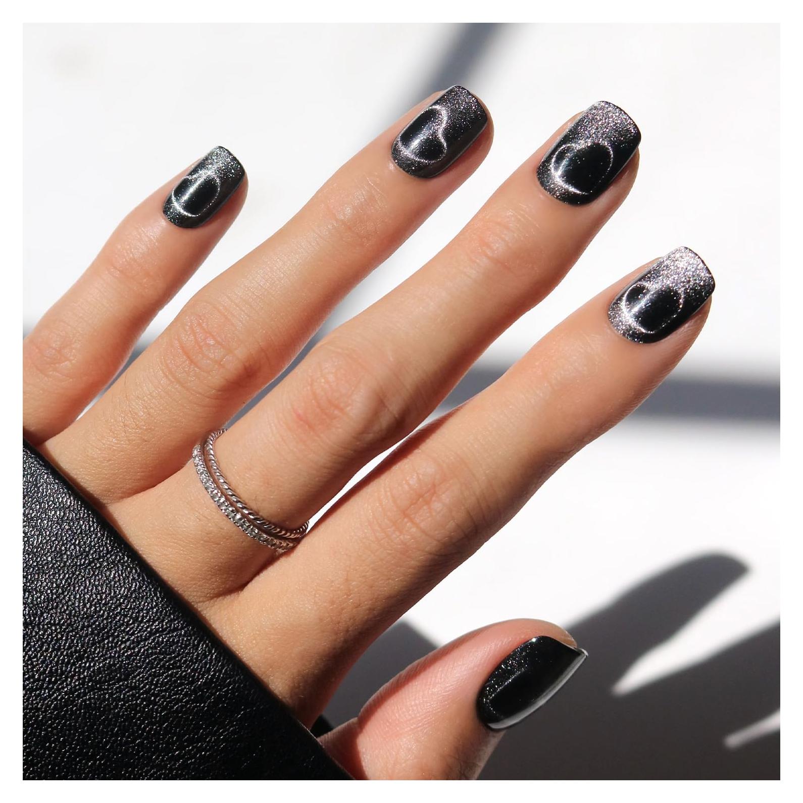 Uñas Postizas Glamnetic Romance de Medianoche - 30 Uñas Cortas