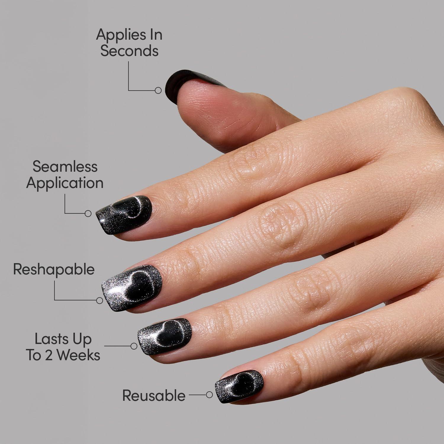 Uñas Postizas Glamnetic Romance de Medianoche - 30 Uñas Cortas