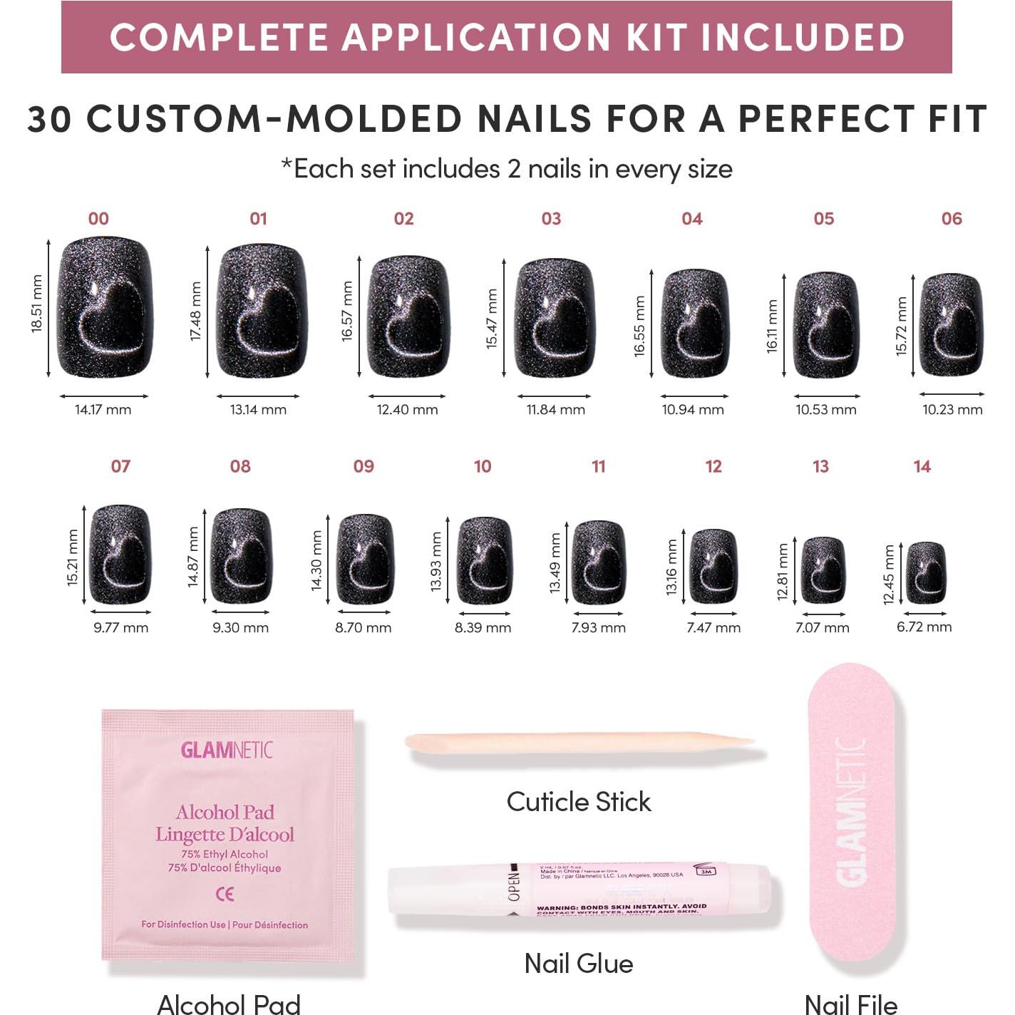 Uñas Postizas Glamnetic Romance de Medianoche - 30 Uñas Cortas