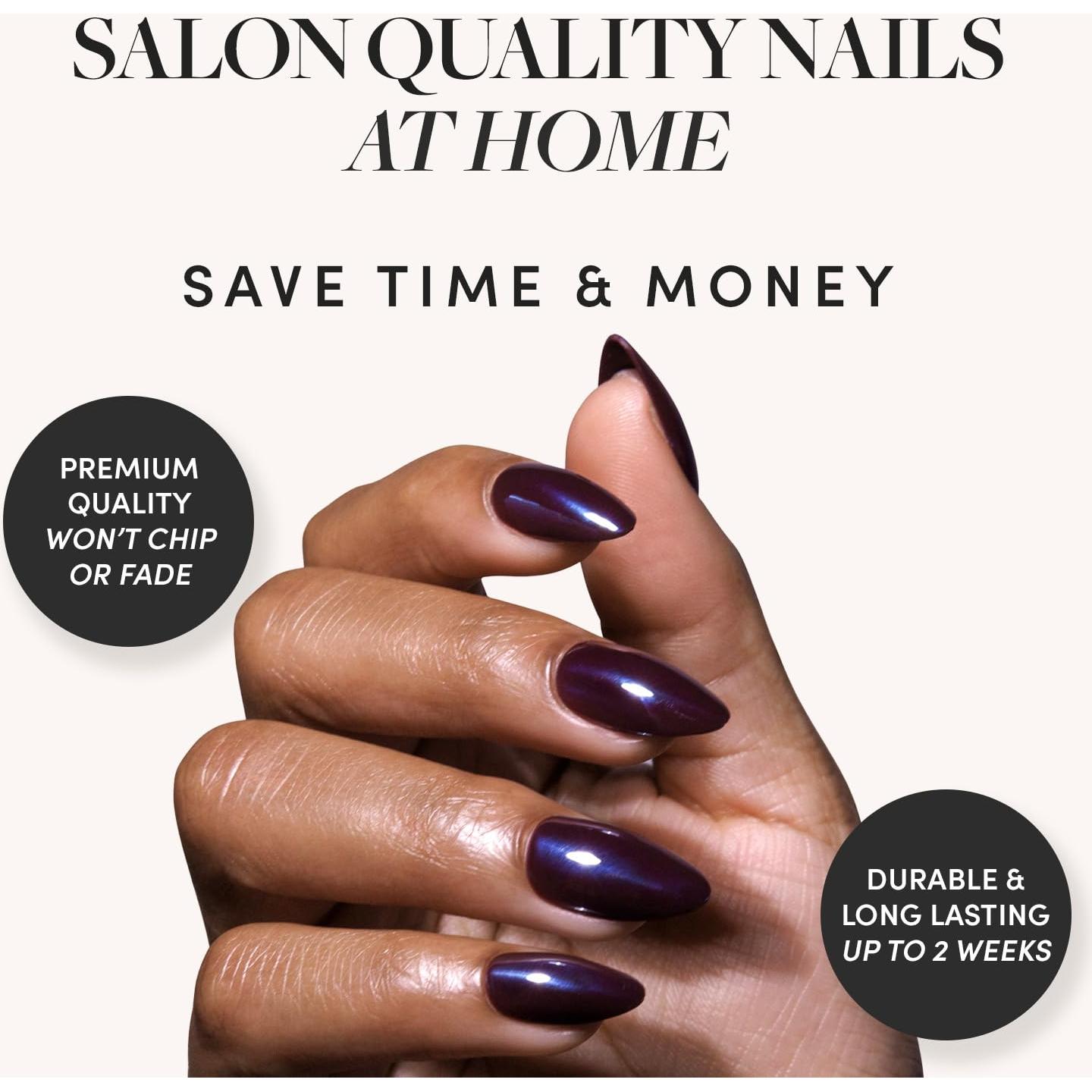 Uñas Postizas Glamnetic Cromo Burdeos - Kit de 30 Uñas