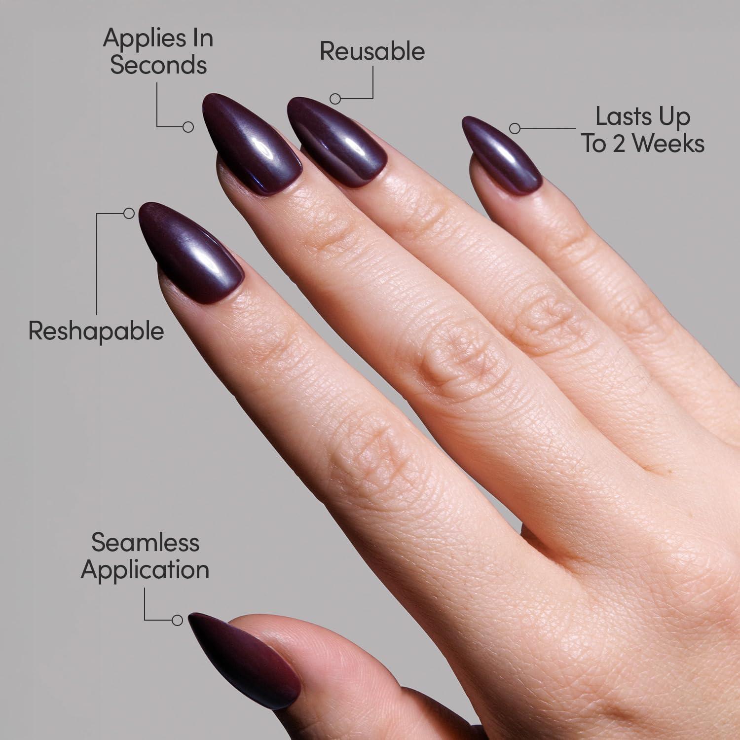 Uñas Postizas Glamnetic Cromo Burdeos - Kit de 30 Uñas