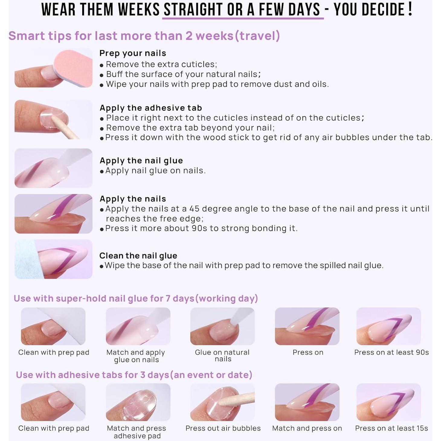 Uñas Postizas Ovaladas BTArtbox - Gel Suave, 16 Tamaños